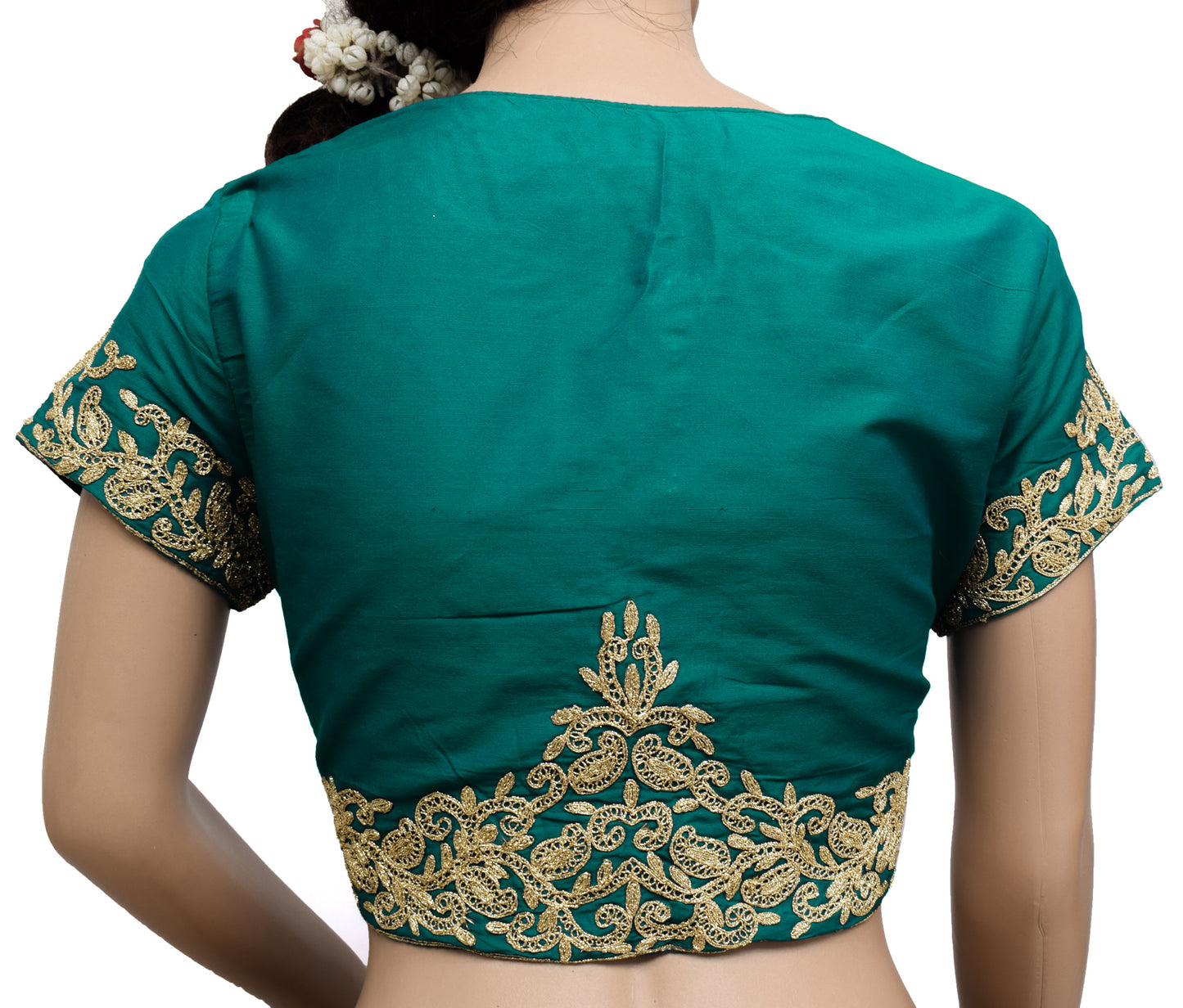 Sushila Vintage Rama Green Branded Readymade Stitched Sari Embroidered Blouse