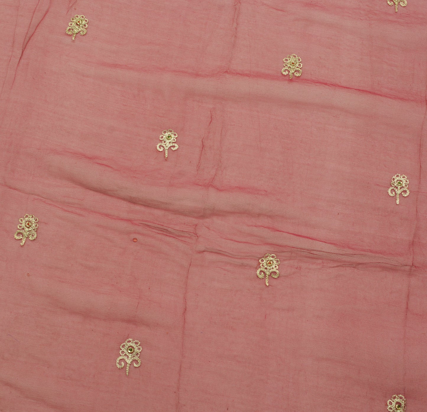 Sushila Vintage pink Dupatta Pure Chiffon Silk Zari Embroidery Indian Long Stole