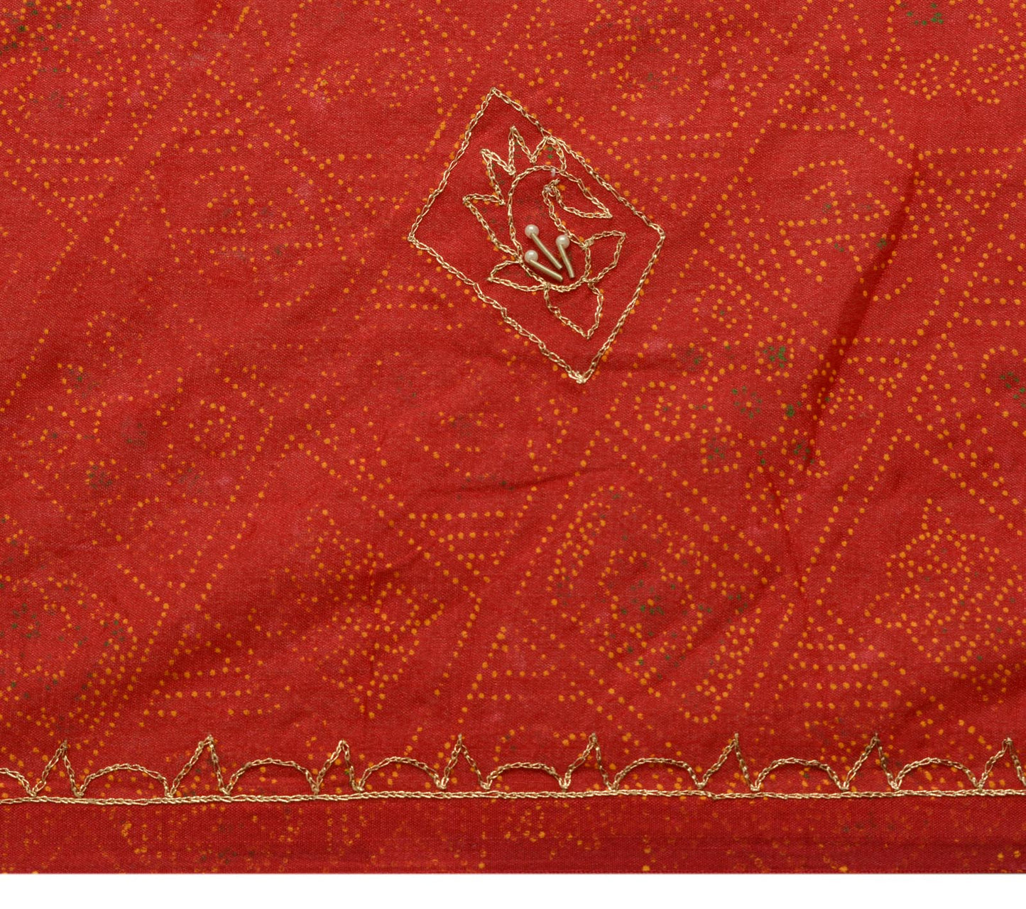 Sushila Vintage Deep Red Dupatta Art Silk Beaded Printed Long Stole Scarves