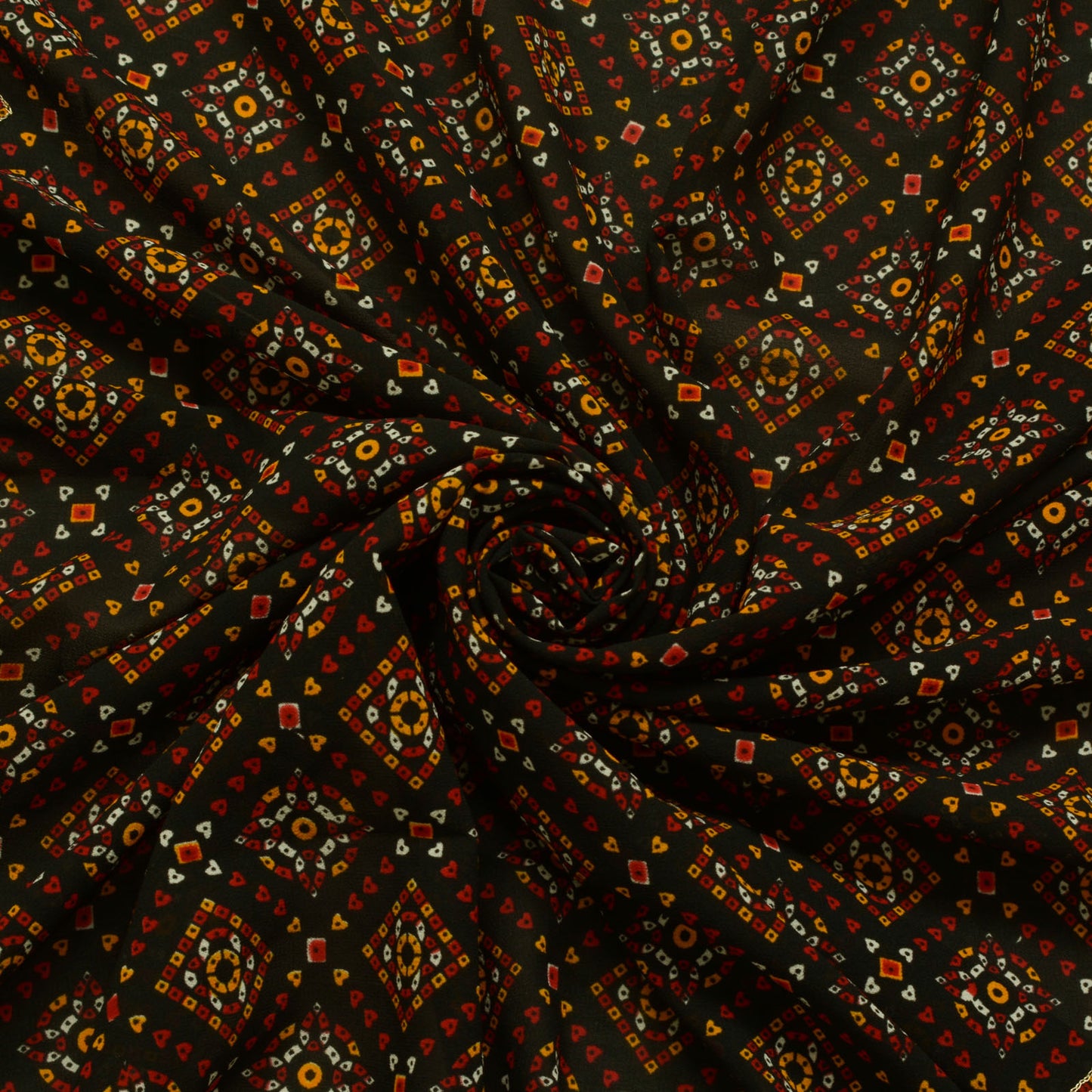 Sushila Vintage Black Dupatta Blend Georgette Silk Printed Long Stole Veil