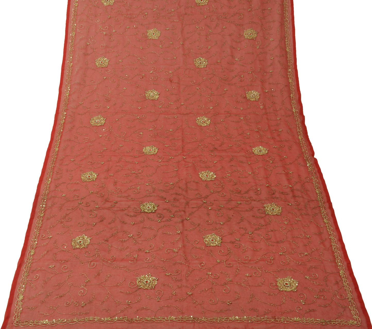 Sushila Vintage Red Dupatta Blend Georgette Silk Zari Embroidery Long Stole