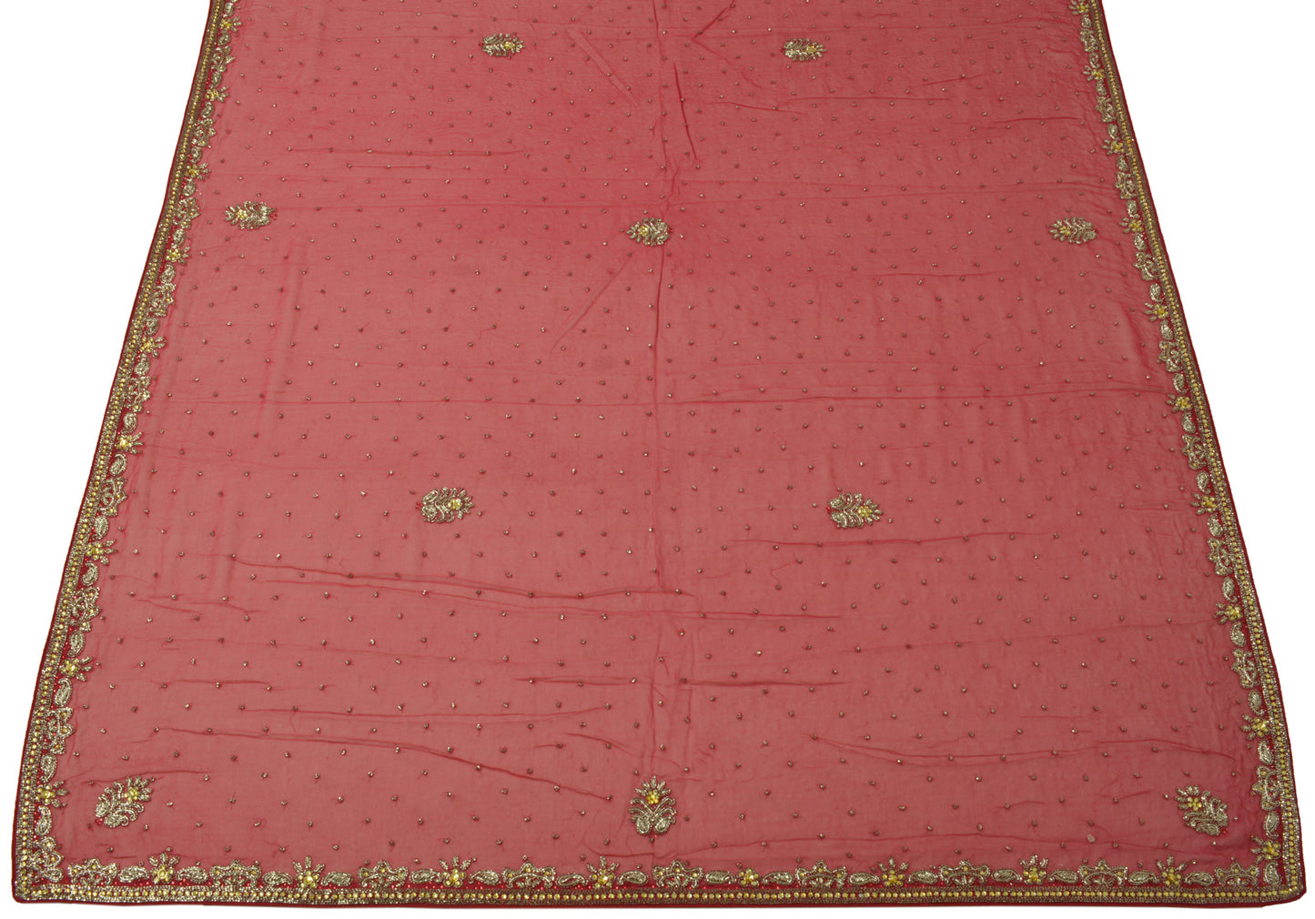 Sushila Vintage Magenta Dupatta Pure Georgette Silk Hand Beaded Long Stole