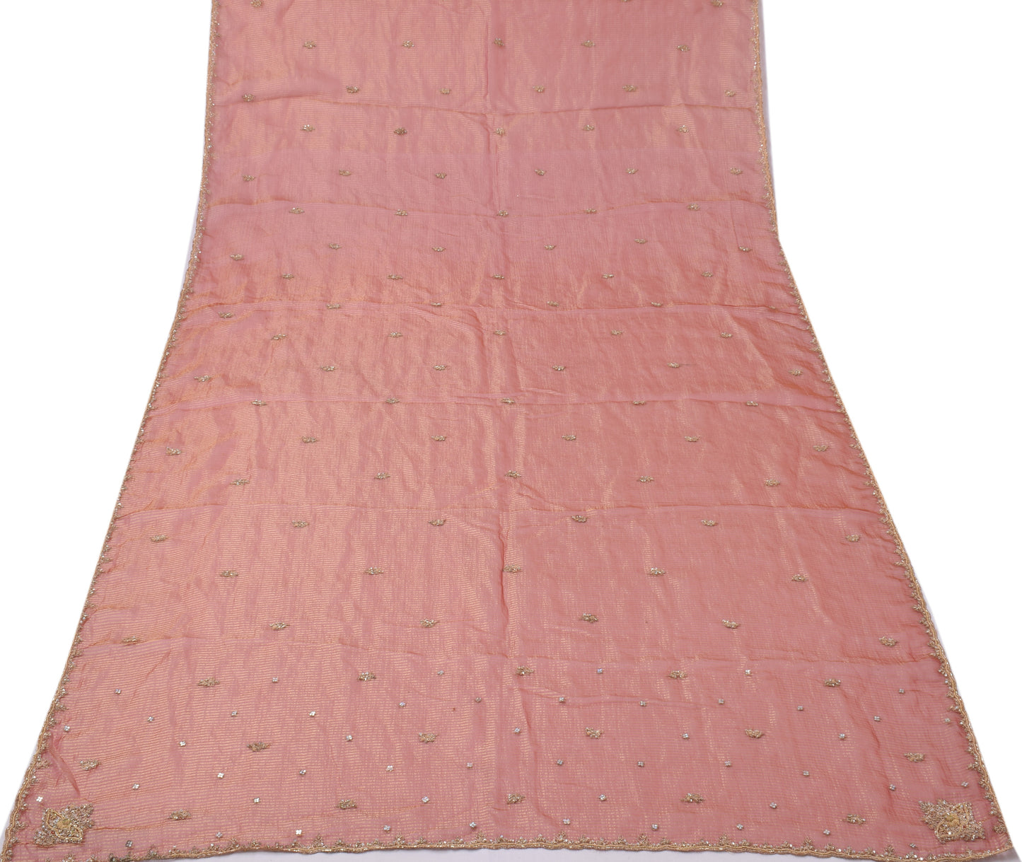 Sushila Vintage Dupatta Blend Tissue Silk Hand Beaded Zardozi Woven Long Stole