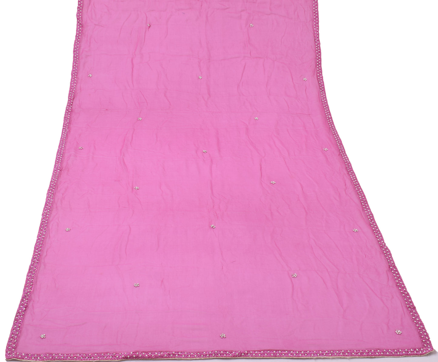 Sushila Vintage Pink Dupatta Pure Georgette Silk Embroidered Long Stole Scarves