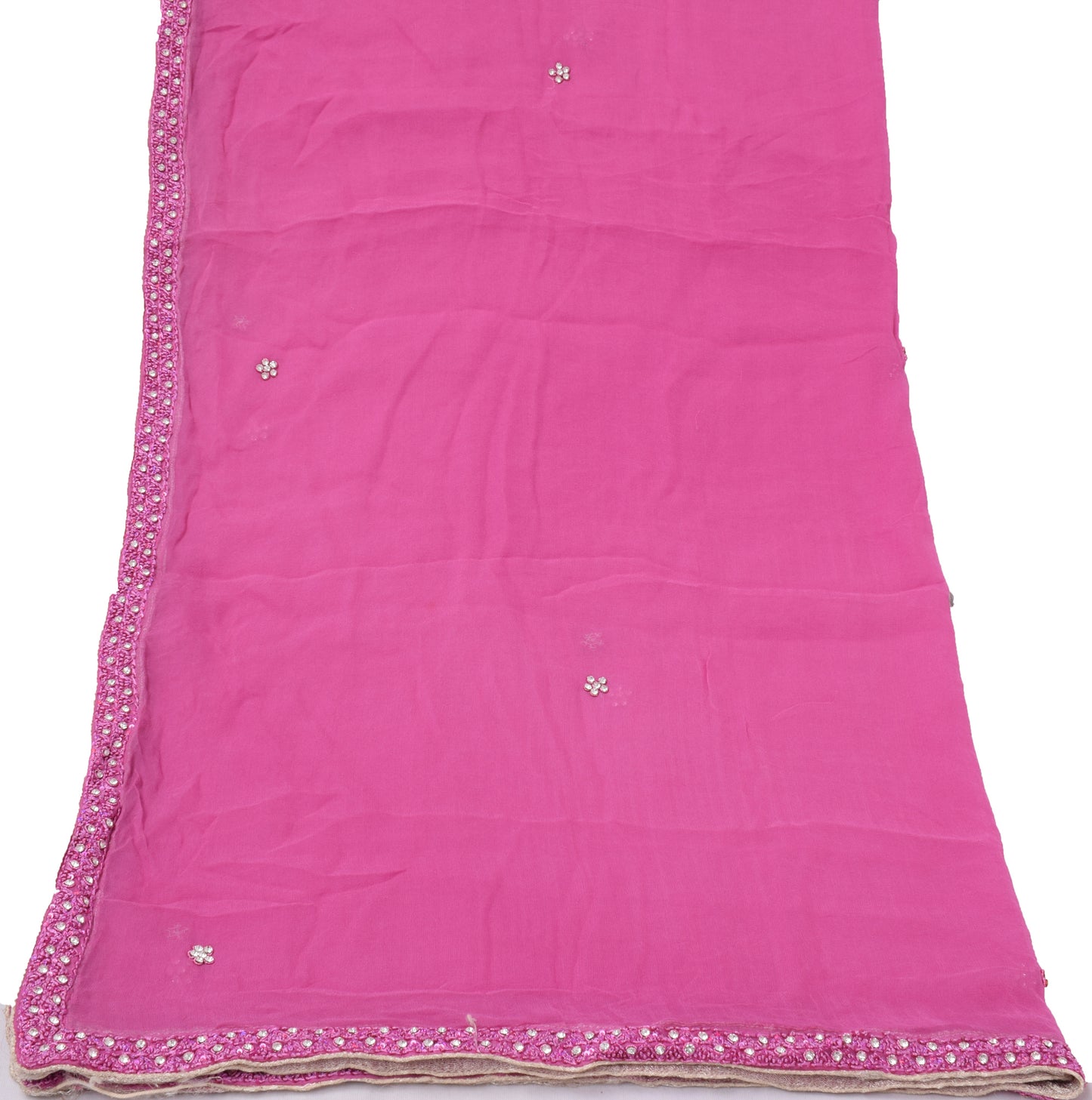 Sushila Vintage Pink Dupatta Pure Georgette Silk Embroidered Long Stole Scarves