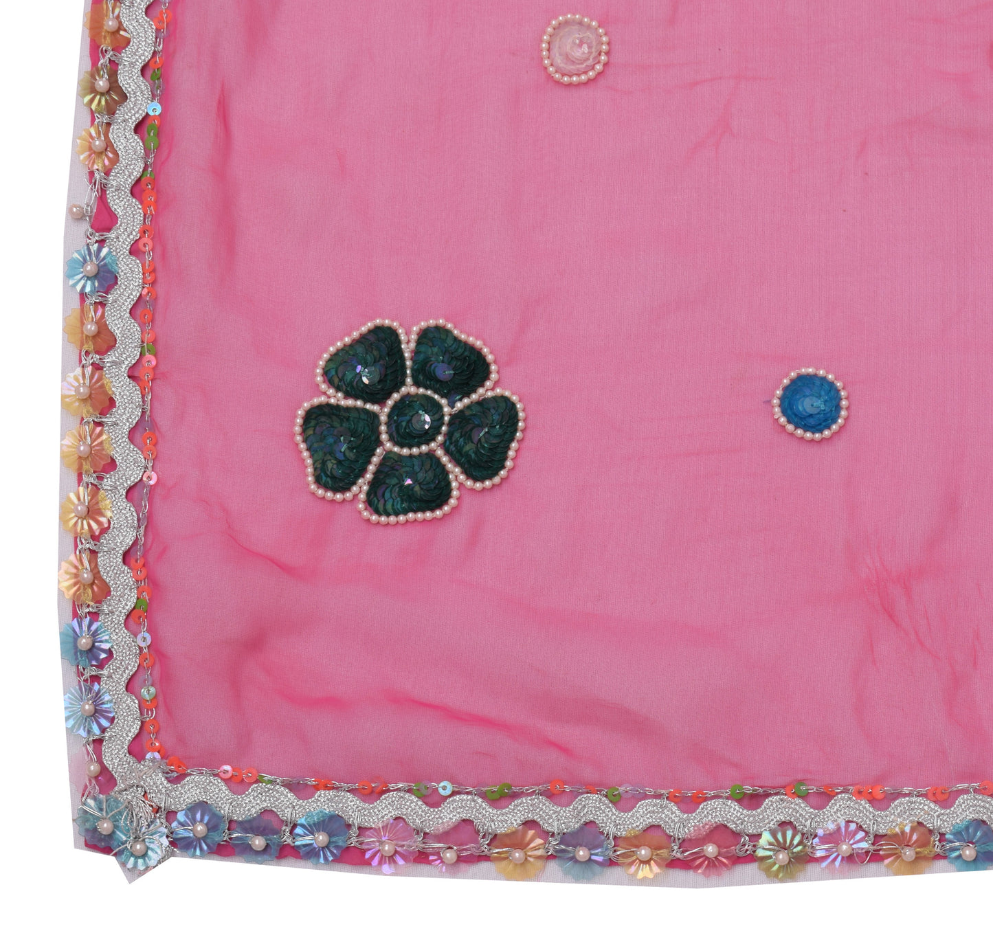 Sushila Vintage Pink Dupatta Blend Georgette Silk Sequin Embroidered Long Stole