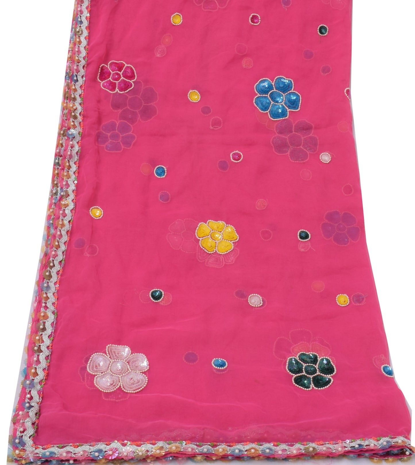 Sushila Vintage Pink Dupatta Blend Georgette Silk Sequin Embroidered Long Stole