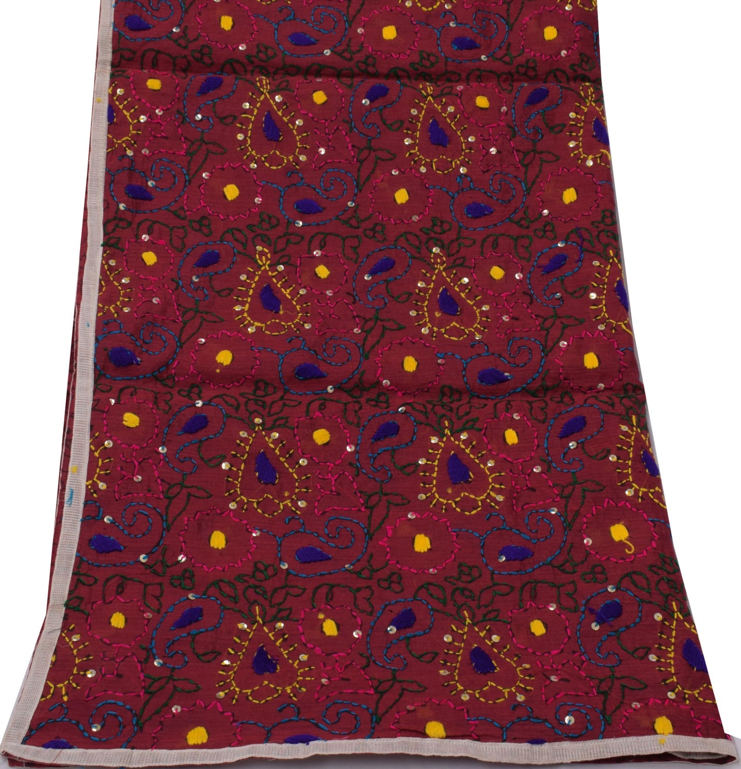 Sushila Vintage Dupatta Pure Cotton Hand Embroidered Long Stole Scarves Stola