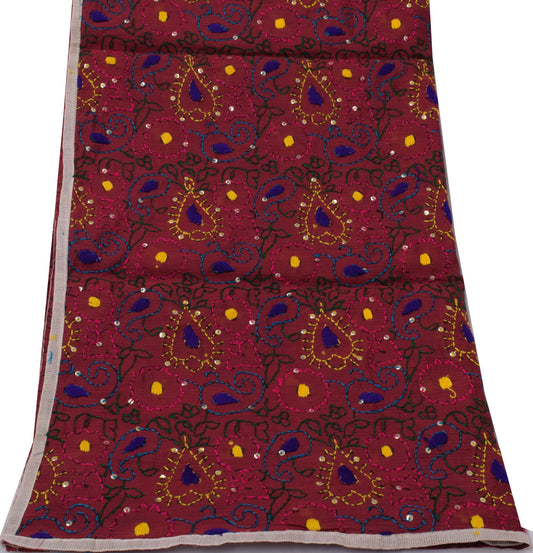 Sushila Vintage Dupatta Pure Cotton Hand Embroidered Long Stole Scarves Stola