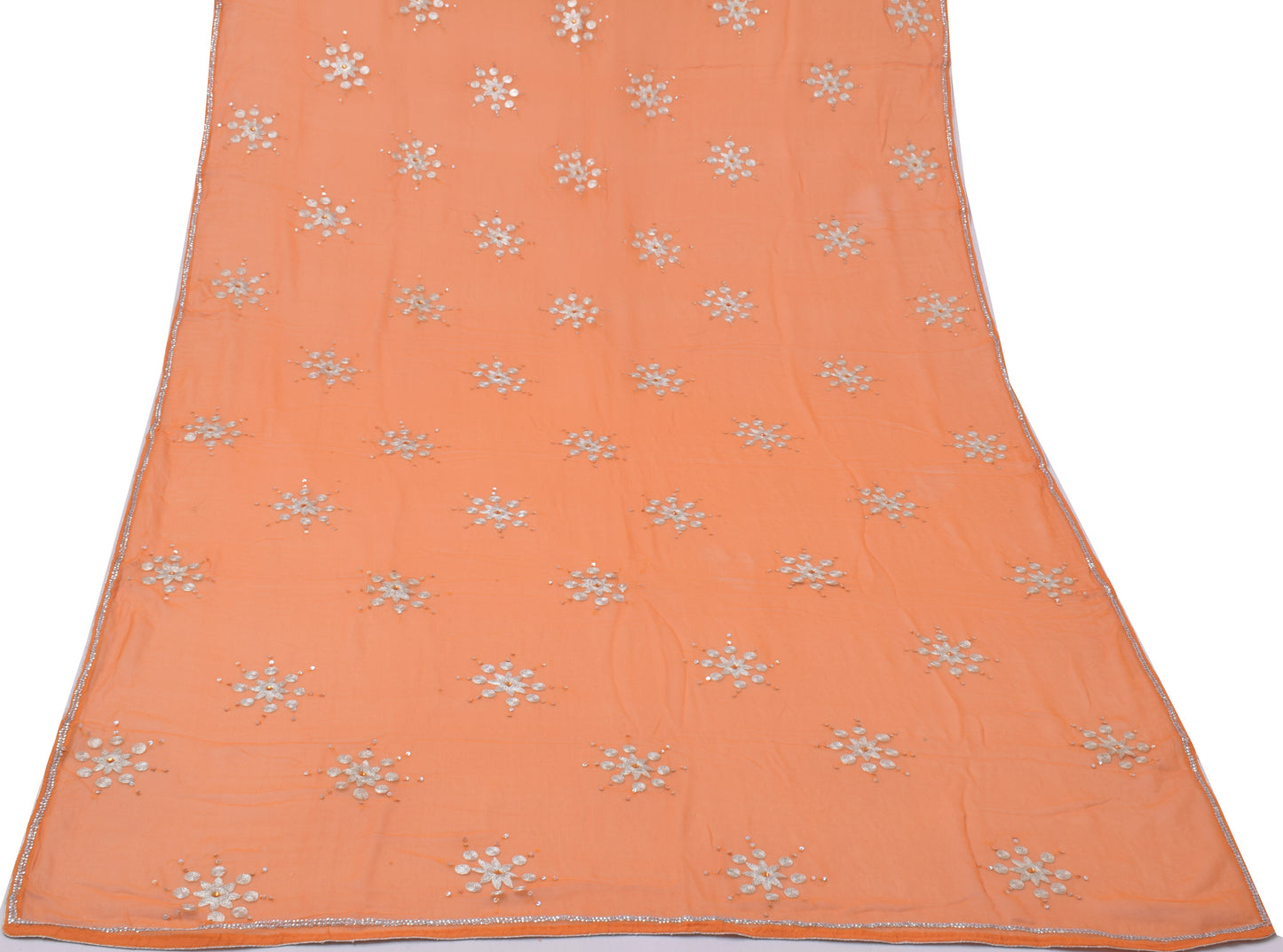 Sushila Vintage Orange Dupatta Pure Georgette Silk Zari Embroidered Long Stole