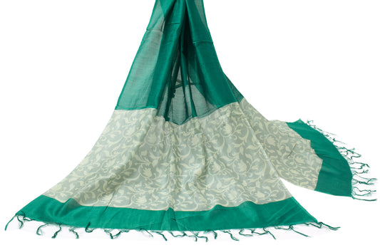 Sushila Vintage Green Dupatta Pure Cotton Printed Long Stole