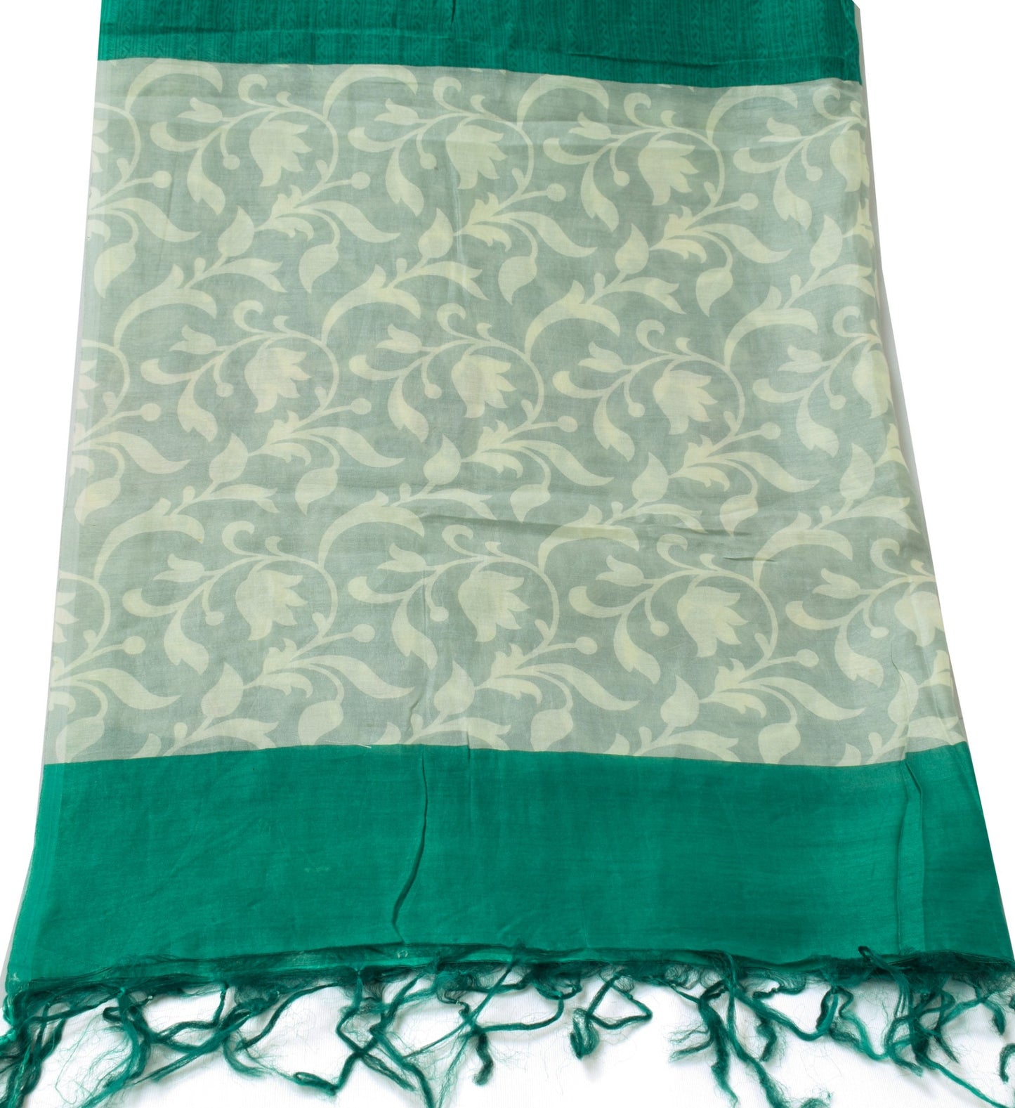 Sushila Vintage Green Dupatta Pure Cotton Printed Long Stole