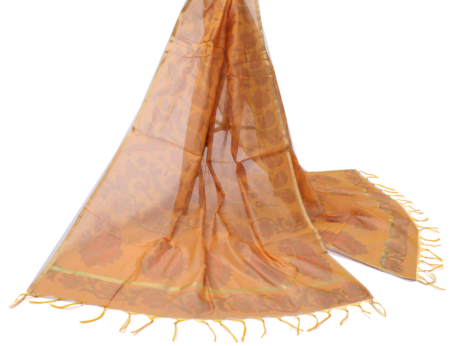 Sushila Vintage Rust Indian Dupatta Blend Silk Printed Long Stole Wrap Scarves