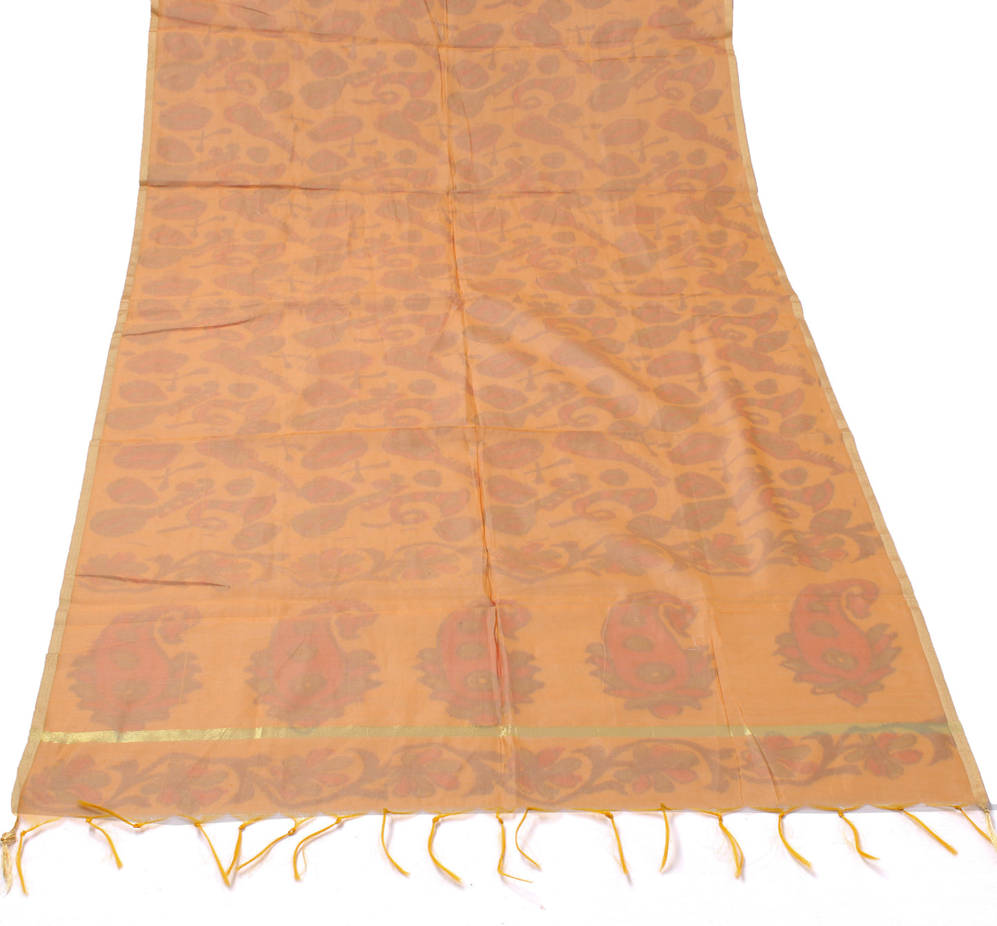 Sushila Vintage Rust Indian Dupatta Blend Silk Printed Long Stole Wrap Scarves