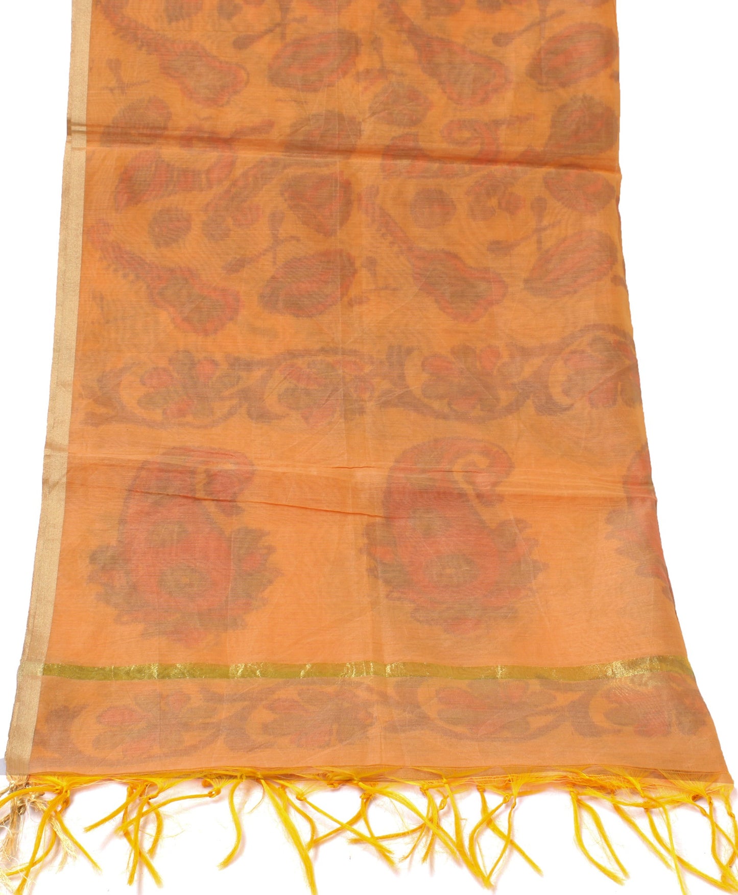 Sushila Vintage Rust Indian Dupatta Blend Silk Printed Long Stole Wrap Scarves