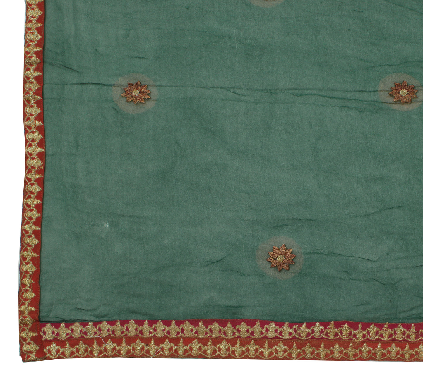 Sushila Vintage Green Dupatta Pure Georgette Silk Embroidered Long Stole Scarves