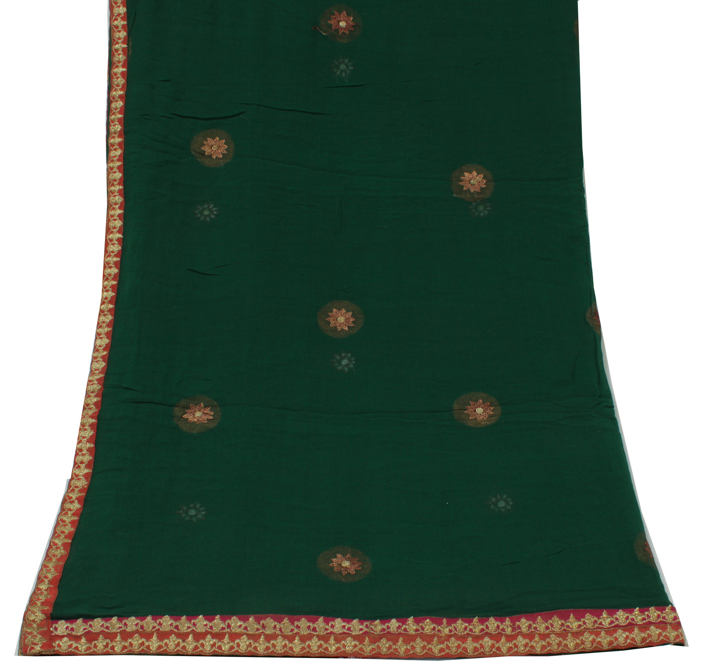 Sushila Vintage Green Dupatta Pure Georgette Silk Embroidered Long Stole Scarves