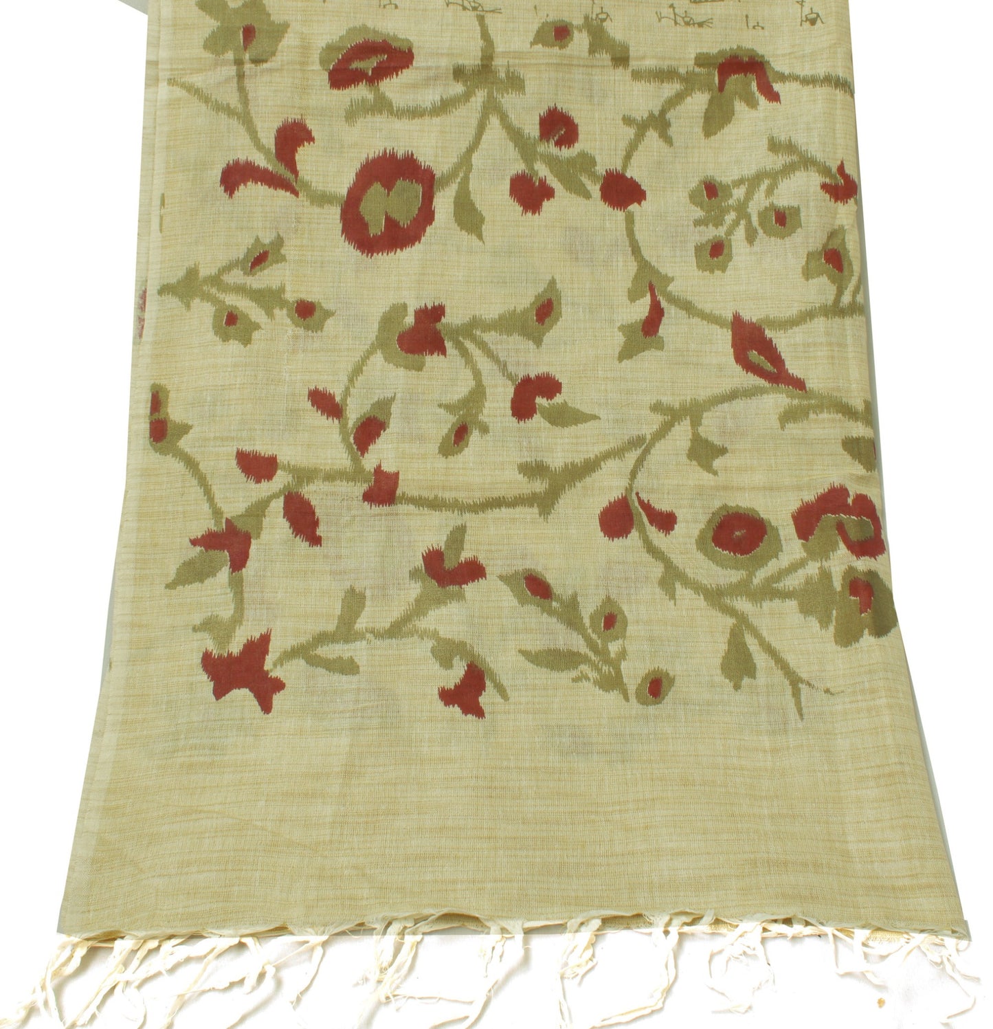 Sushila Vintage Cream Dupatta Pure Cotton Printed Elephant Long Stole Wrap Veil