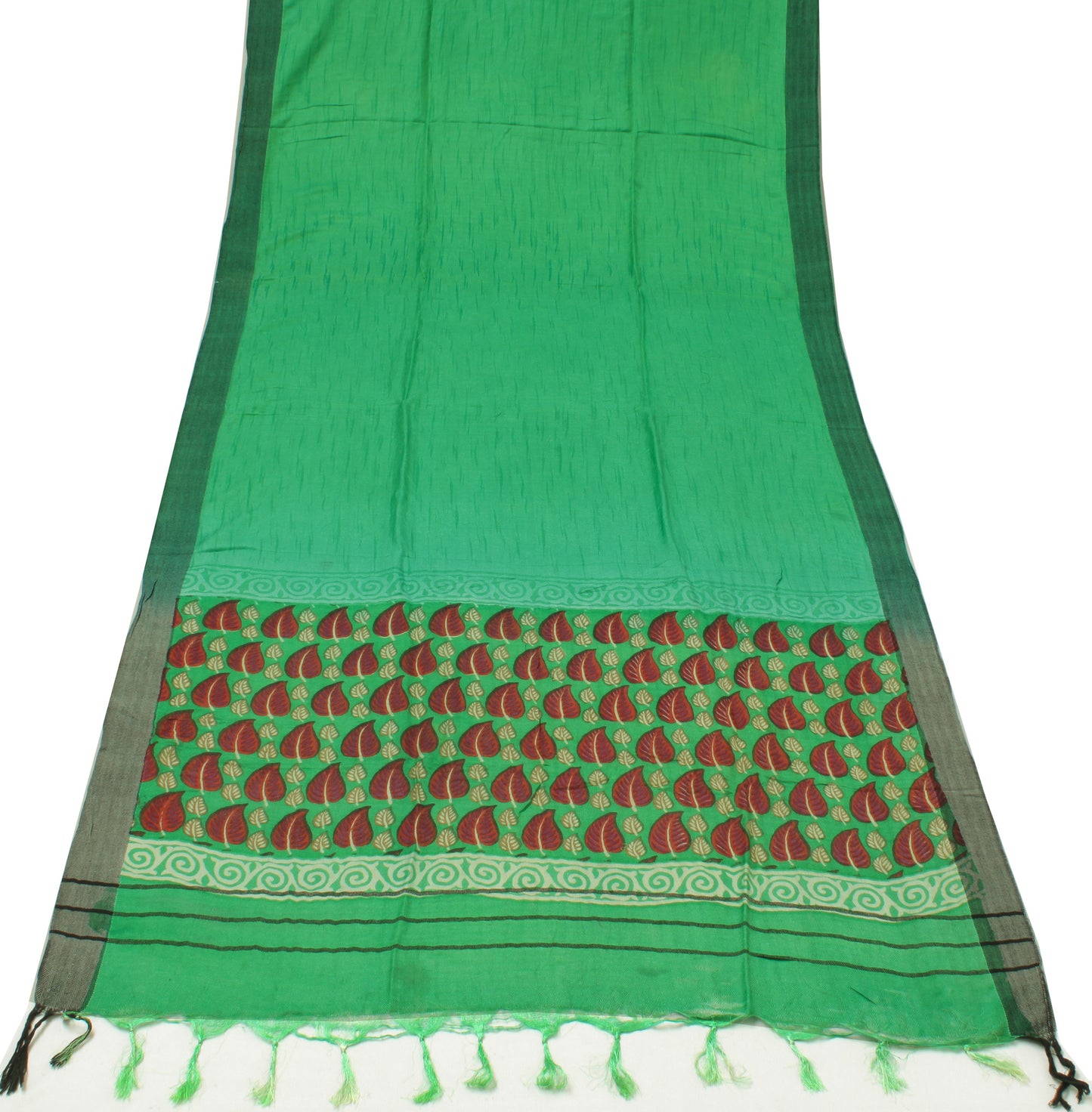 Sushila Vintage Green Indian Dupatta 100% Pure Woolen Printed Long Stole Hijab