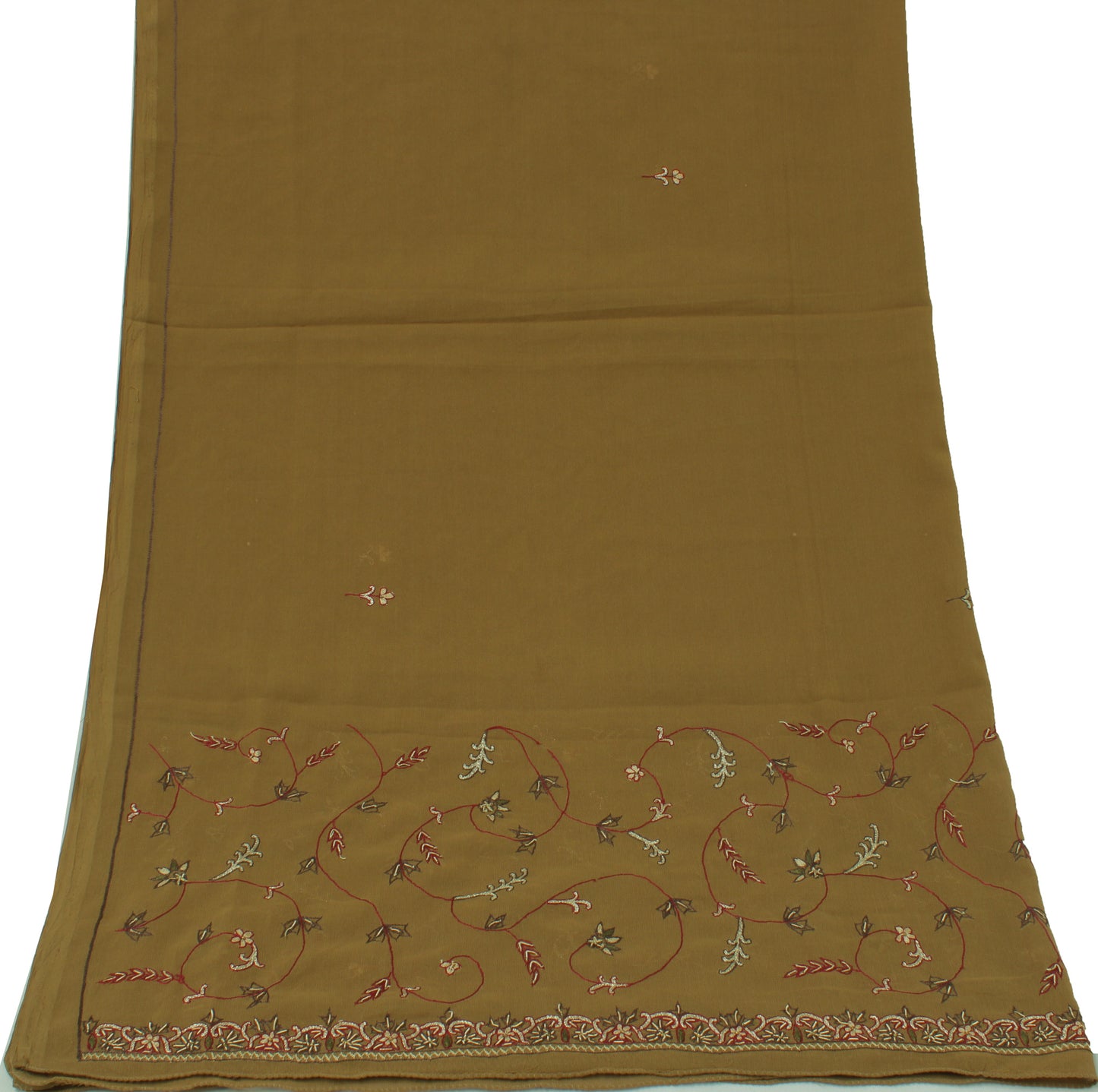 Sushila Vintage Green Dupatta Blend Georgette Silk Embroidered Long Stole Veil