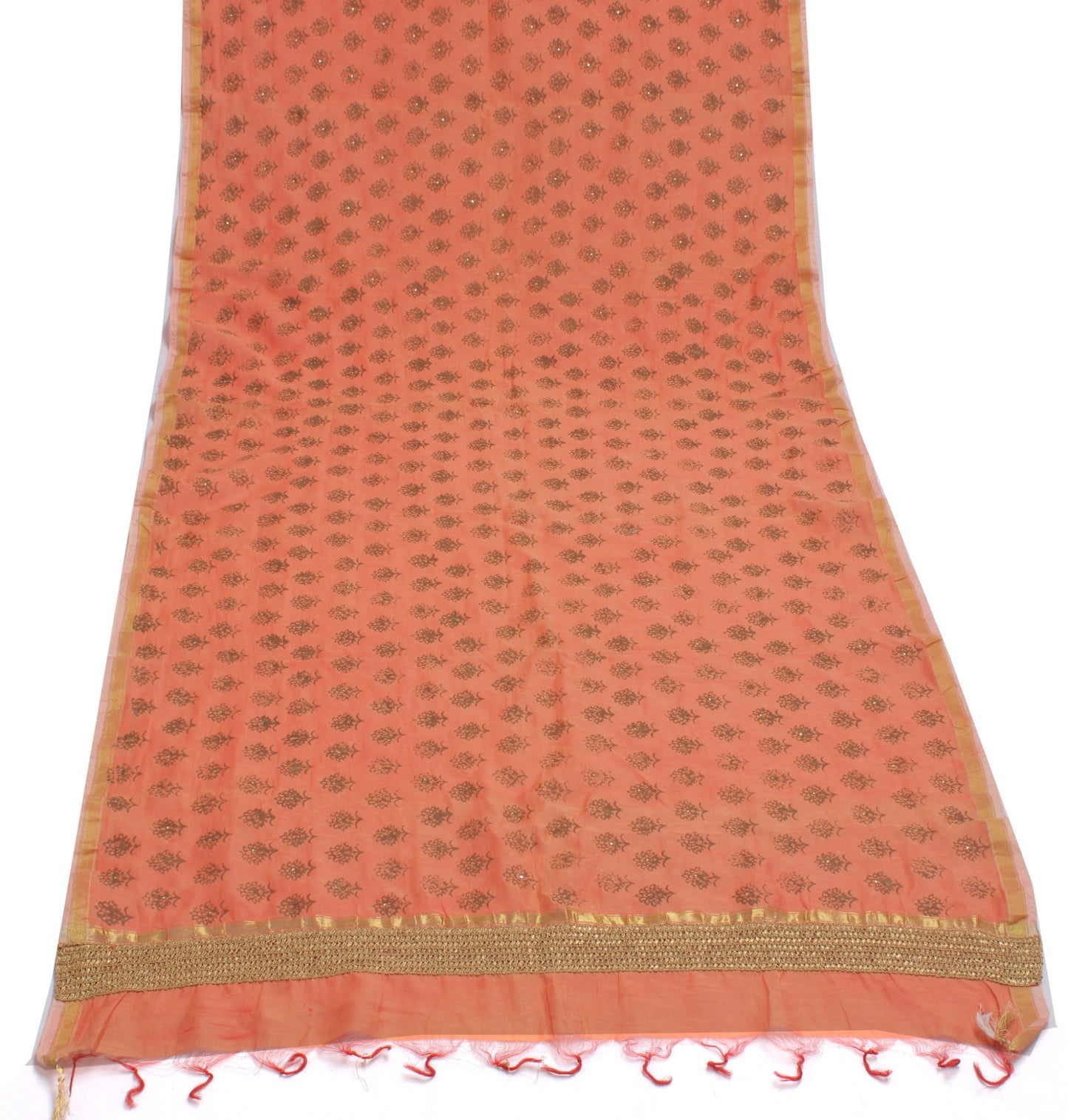 Sushila Vintage Peach Indian Dupatta Blend Cotton Printed Long Stole Scraves