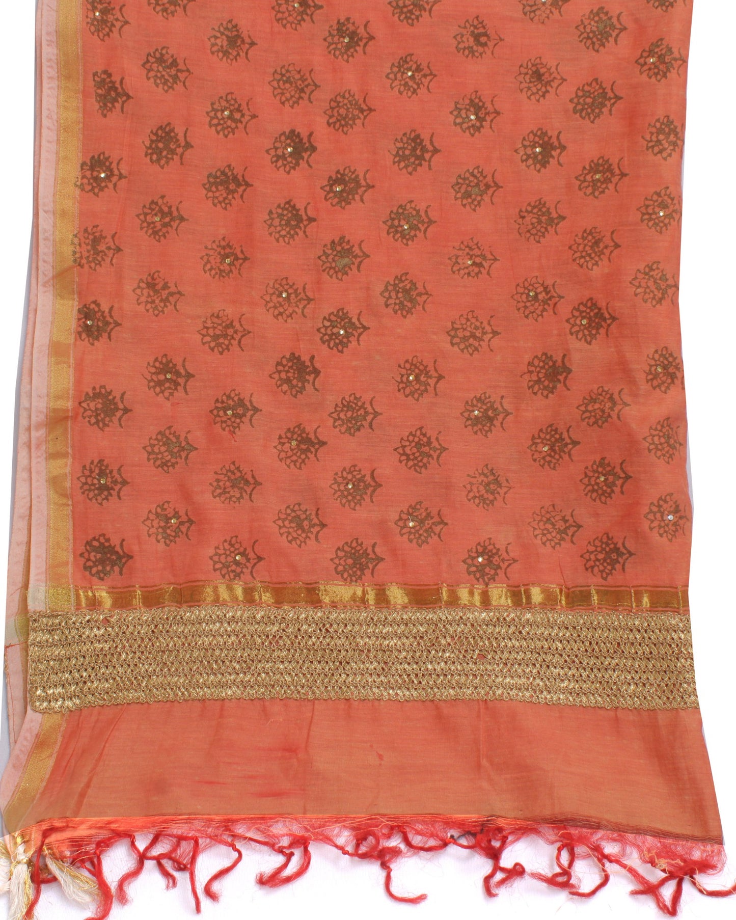 Sushila Vintage Peach Indian Dupatta Blend Cotton Printed Long Stole Scraves