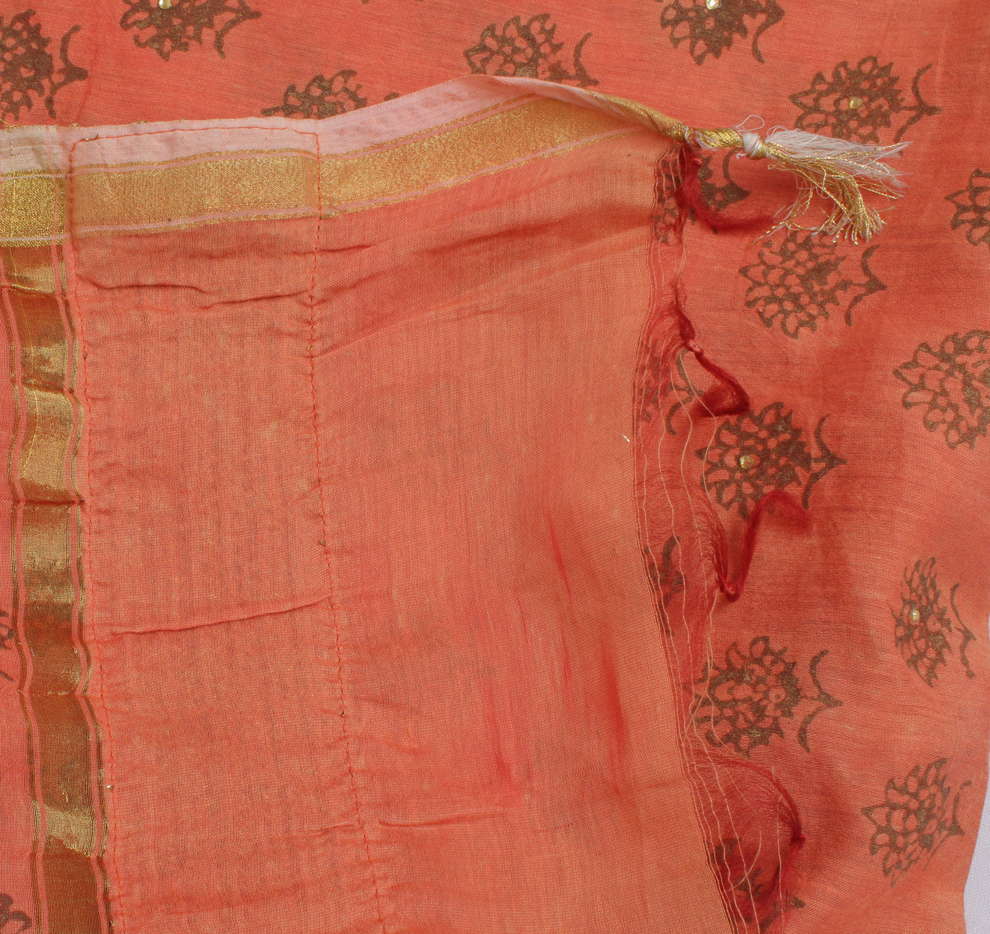 Sushila Vintage Peach Indian Dupatta Blend Cotton Printed Long Stole Scraves