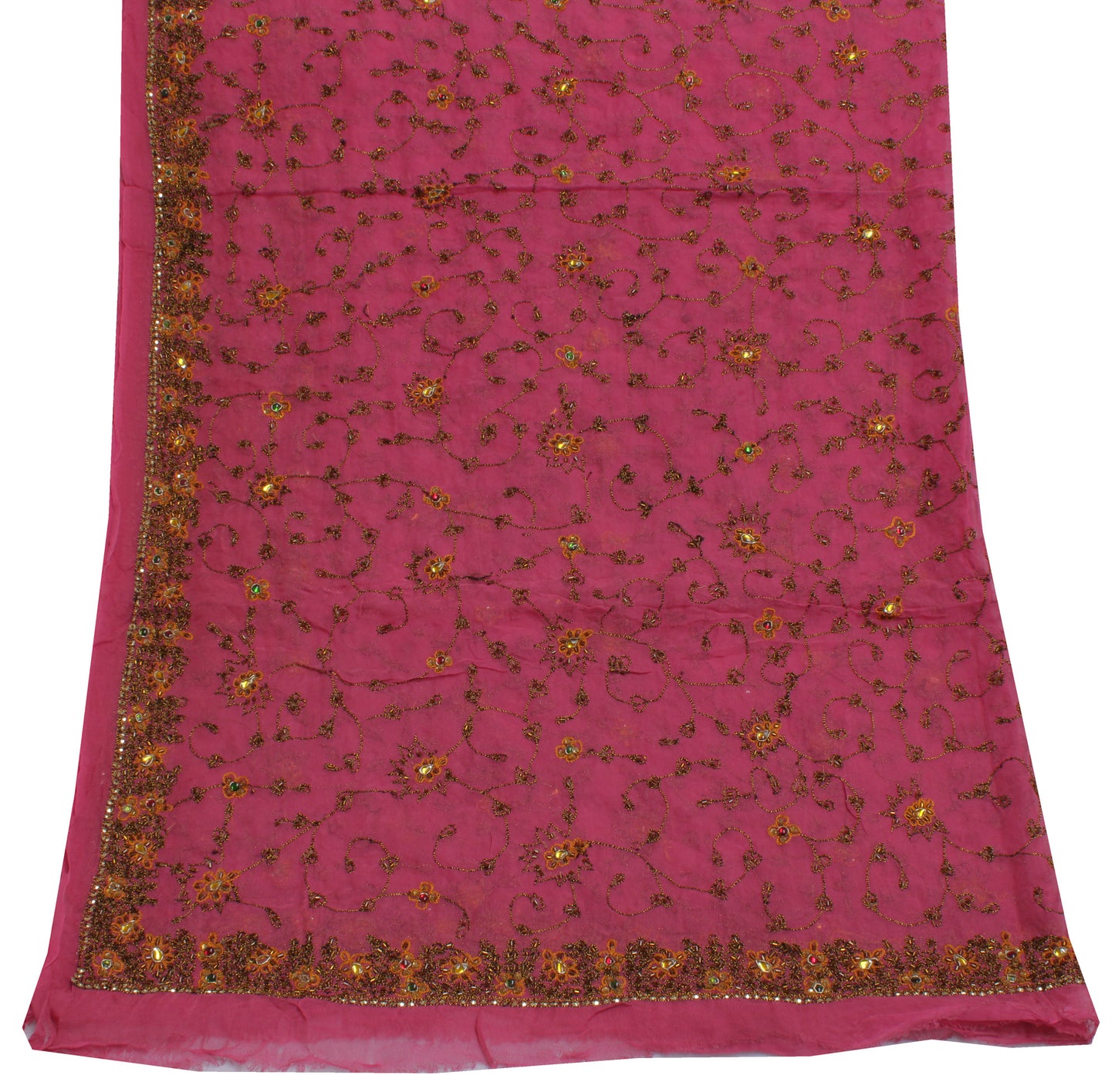 Sushila Vintage Pink Dupatta Pure Georgette Silk Embroidered Long Stole Scarves