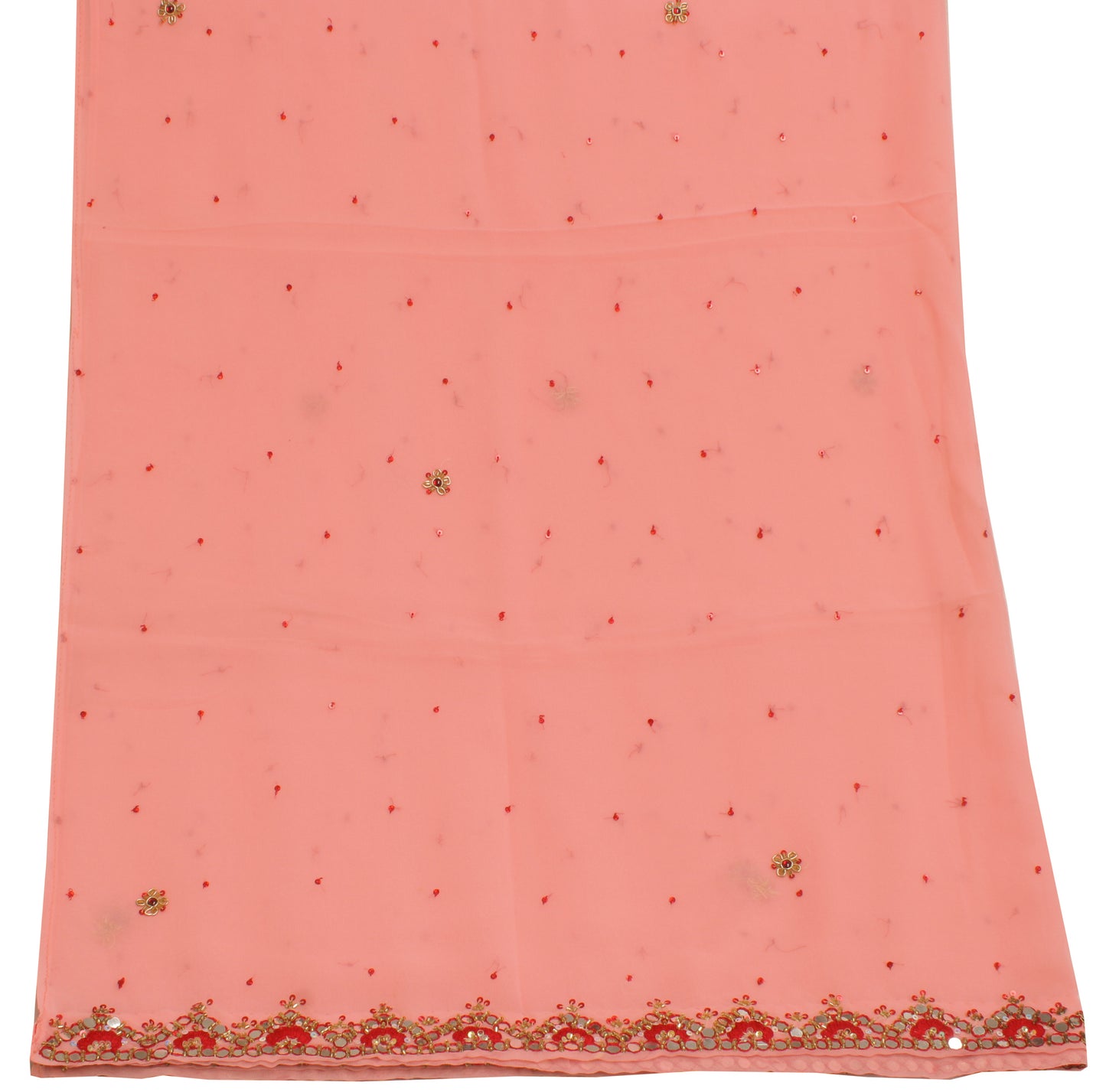 Sushila Vintage Pink Dupatta Blend Georgette Silk Hand Beaded Long Stole Veli