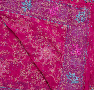 Vintage Pink Heavy Dupatta good Pure Silk Hand Beaded Zari Work Stole