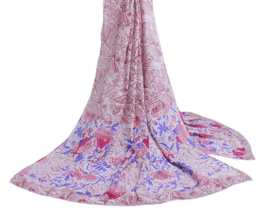 Sushila Vintage Light Pink Dupatta Pure Georgette Silk Printed Long Stole Hijab