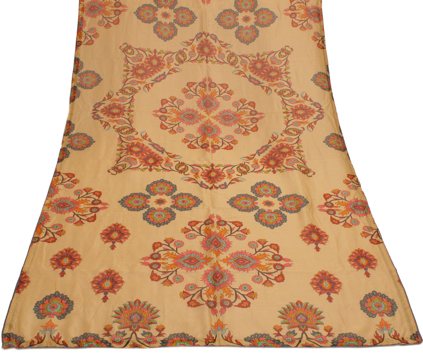 Sushila Vintage Cream Indian Dupatta 100% Pure Cotton Printed Long Stole Hijab