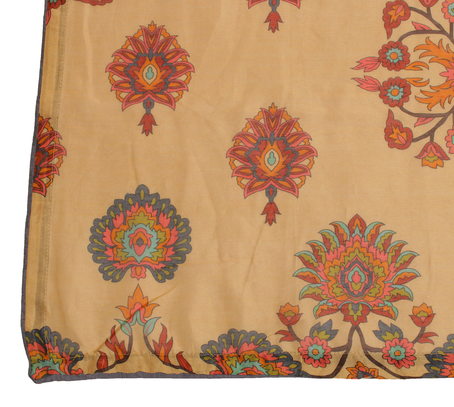 Sushila Vintage Cream Indian Dupatta 100% Pure Cotton Printed Long Stole Hijab