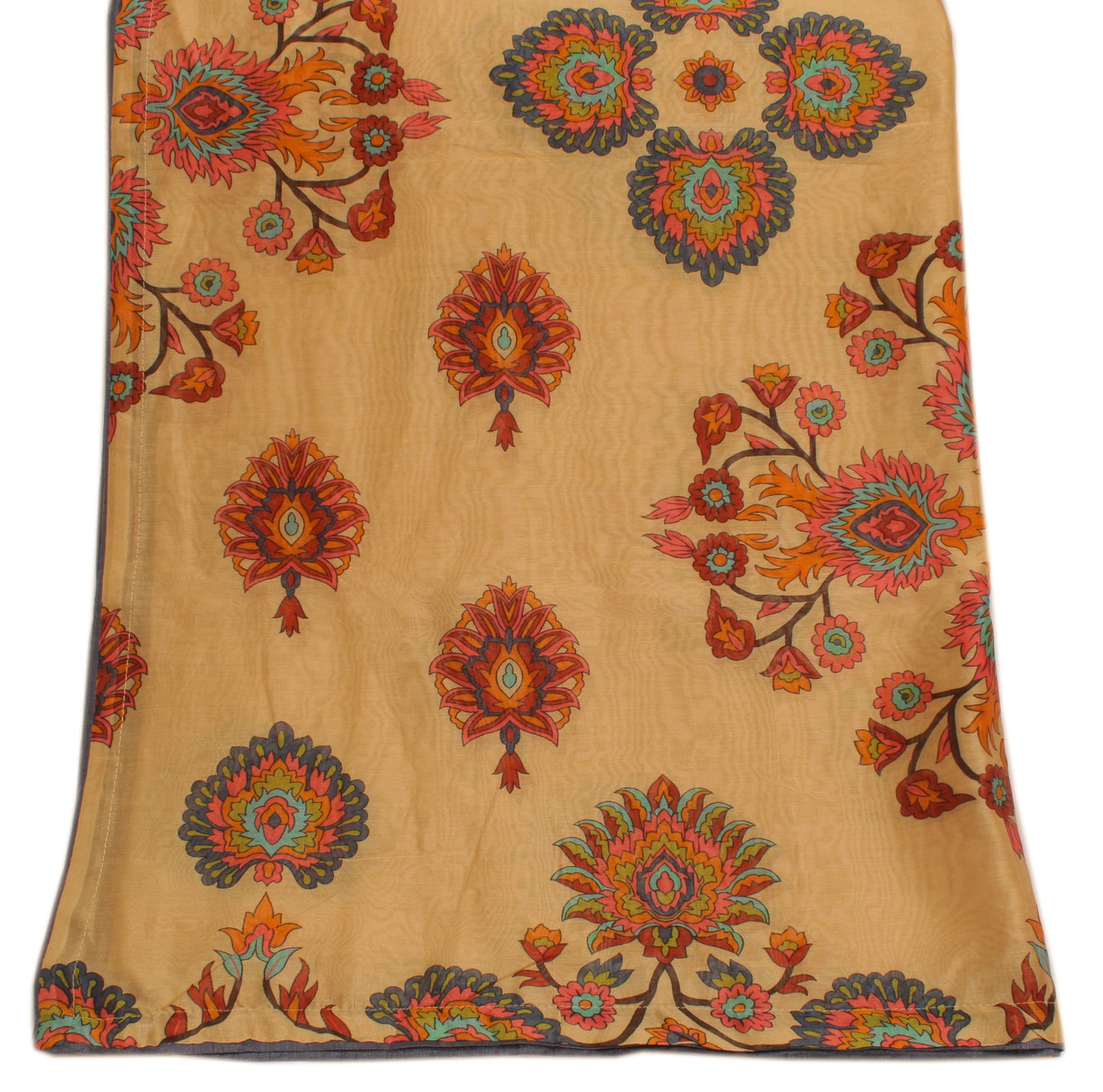 Sushila Vintage Cream Indian Dupatta 100% Pure Cotton Printed Long Stole Hijab