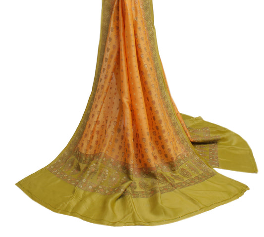 Sushila Vintage Light Orange Dupatta Pure Georgette Silk Woven Long Stole Hijab