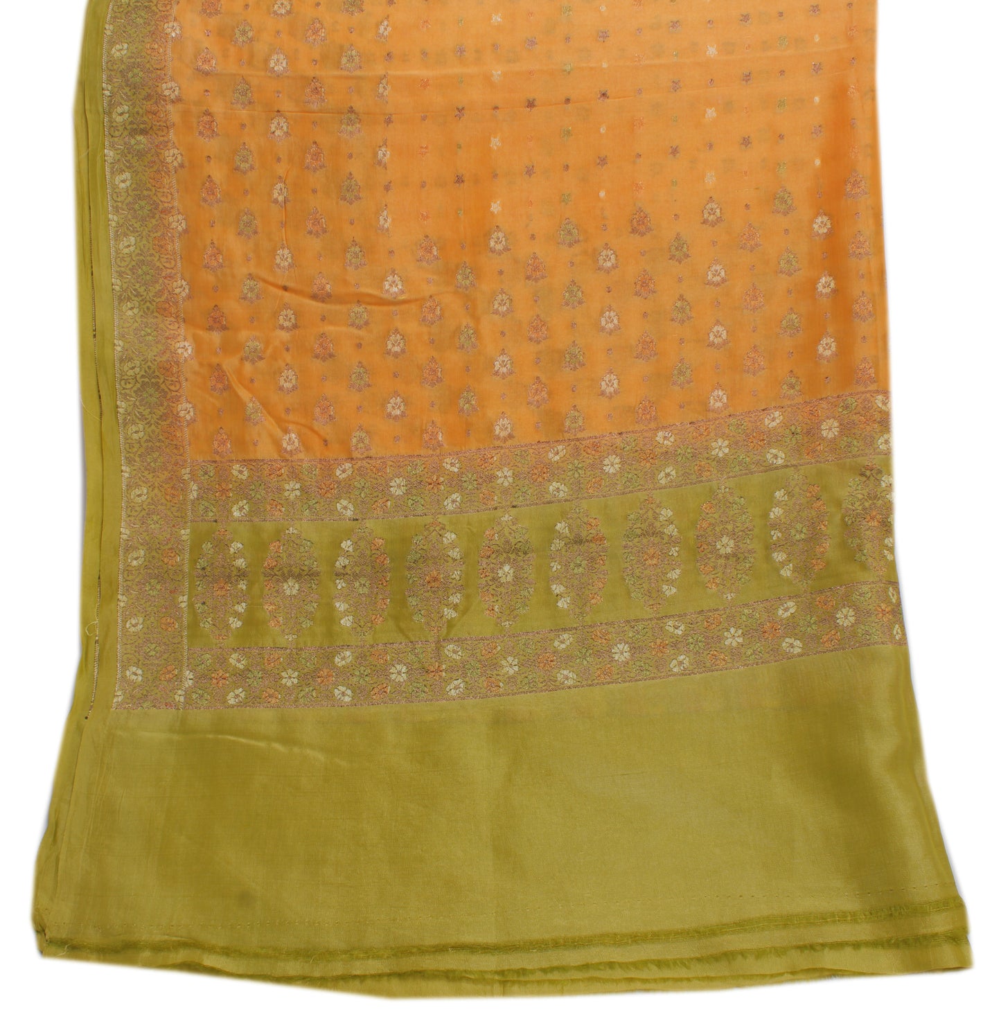 Sushila Vintage Light Orange Dupatta Pure Georgette Silk Woven Long Stole Hijab