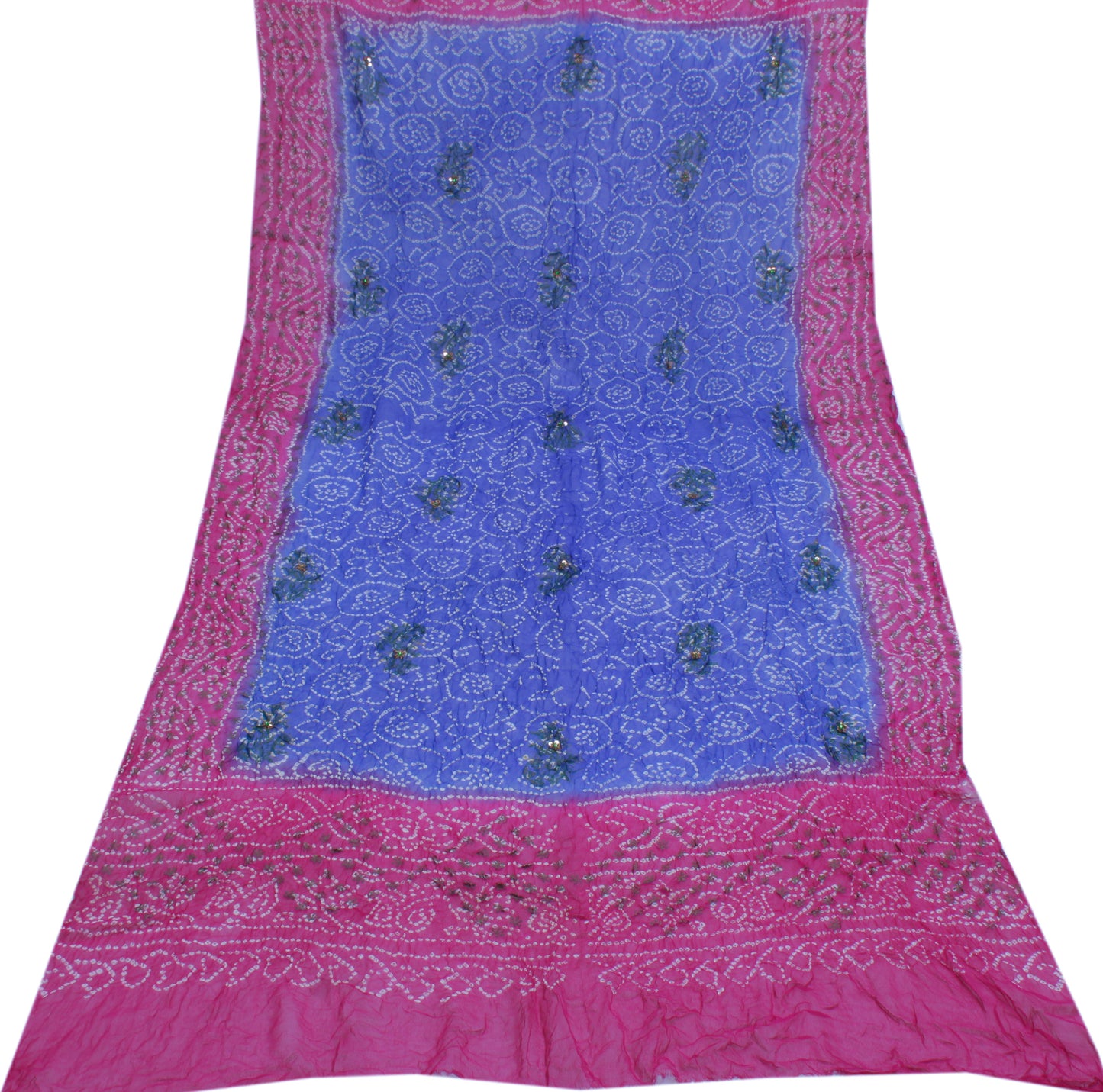 Sushila Vintage Blue Dupatta Pure Georgette Silk Bandhani Printed Long Stole