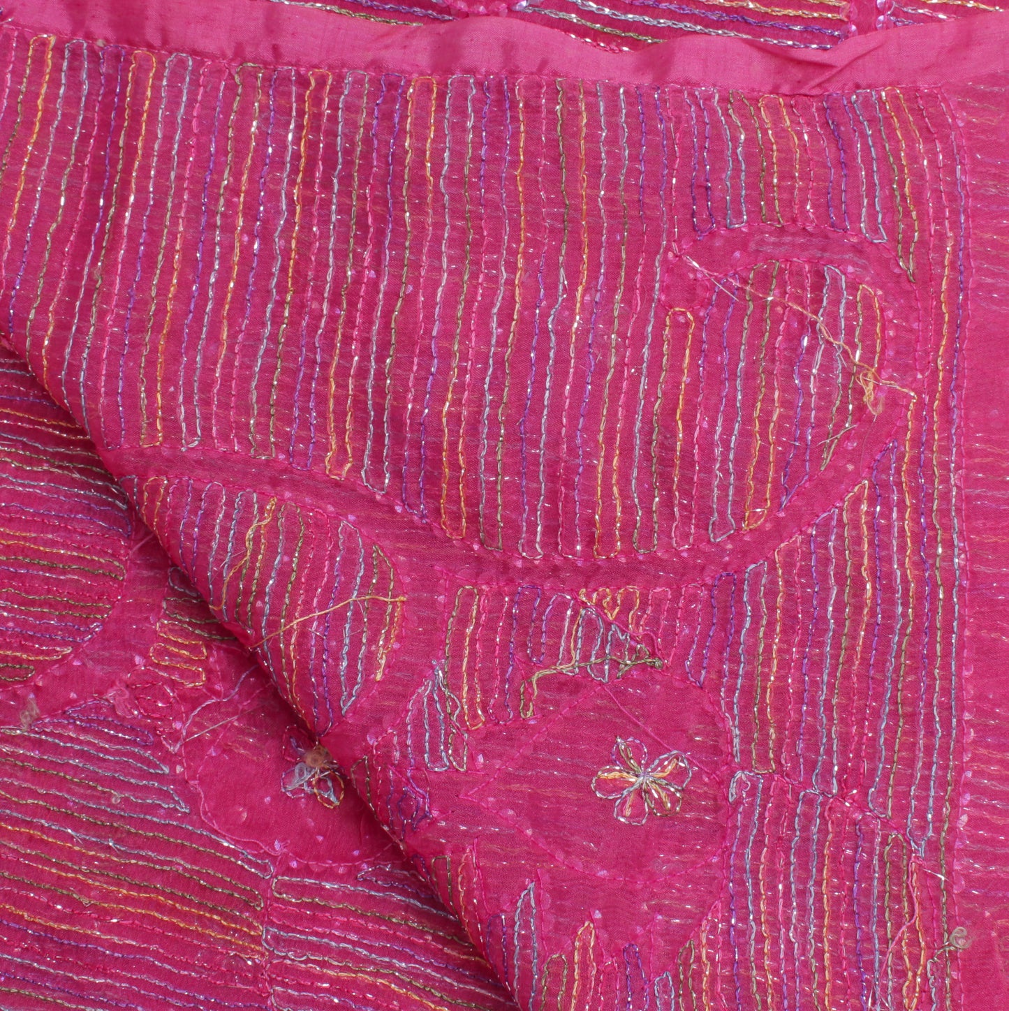 Sushila Vintage Pink Dupatta Blend Chiffon Silk Sequins Embroidered Long Stole