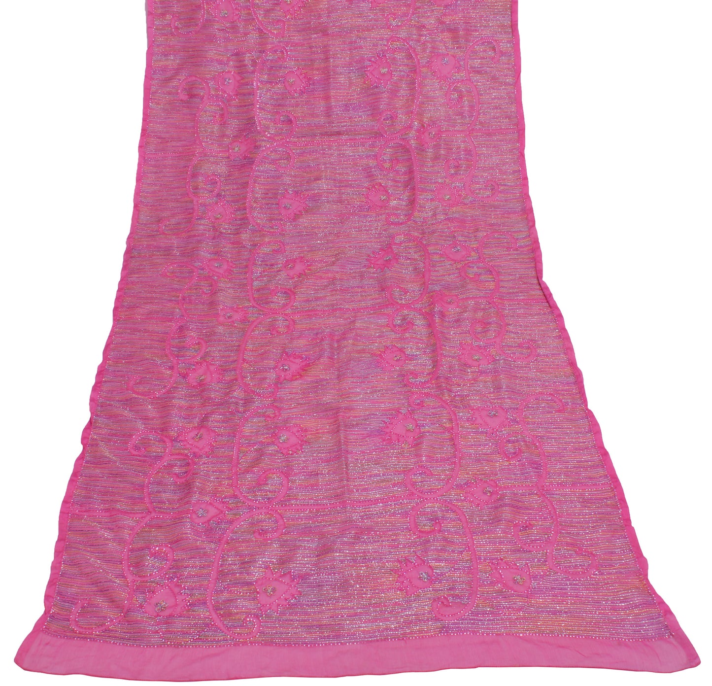 Sushila Vintage Pink Dupatta Blend Chiffon Silk Sequins Embroidered Long Stole