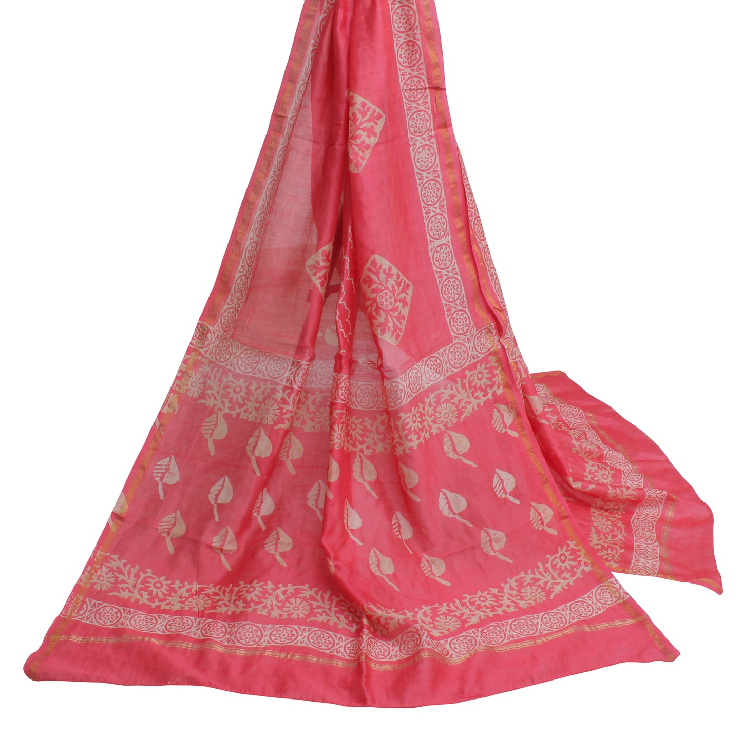 Sushila Vintage Redish Pink Dupatta 100% Pure Cotton Printed Long Stole Scarves