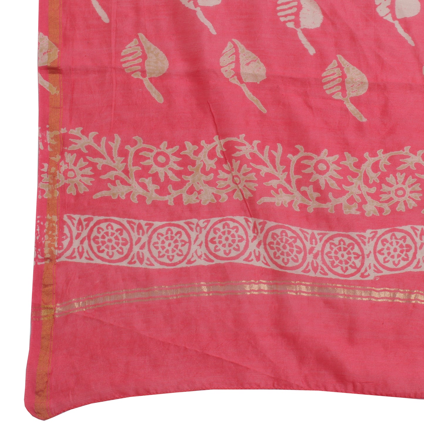 Sushila Vintage Redish Pink Dupatta 100% Pure Cotton Printed Long Stole Scarves