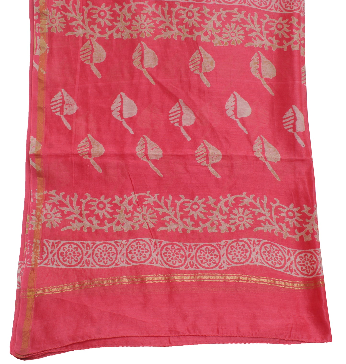 Sushila Vintage Redish Pink Dupatta 100% Pure Cotton Printed Long Stole Scarves