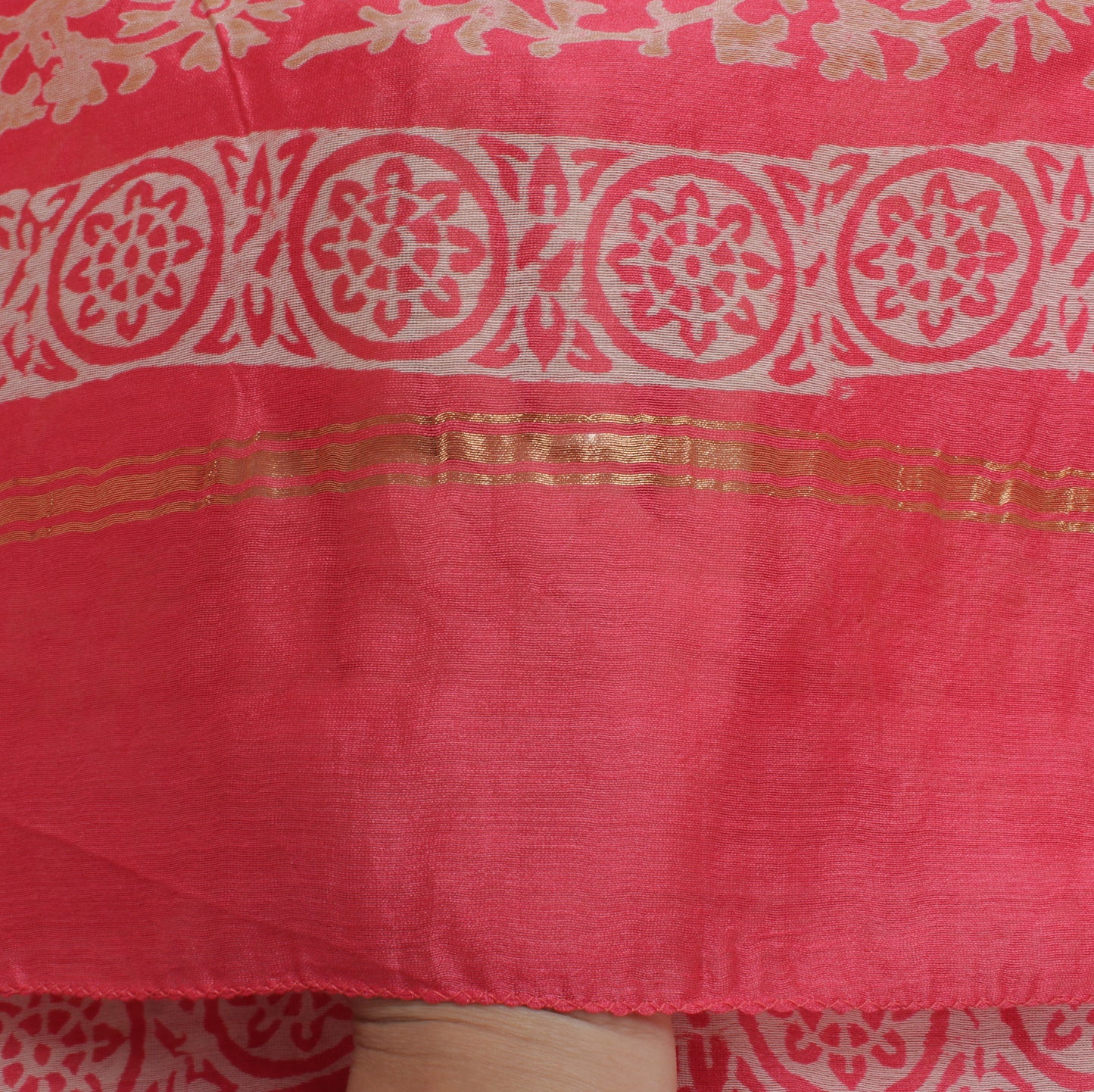 Sushila Vintage Redish Pink Dupatta 100% Pure Cotton Printed Long Stole Scarves