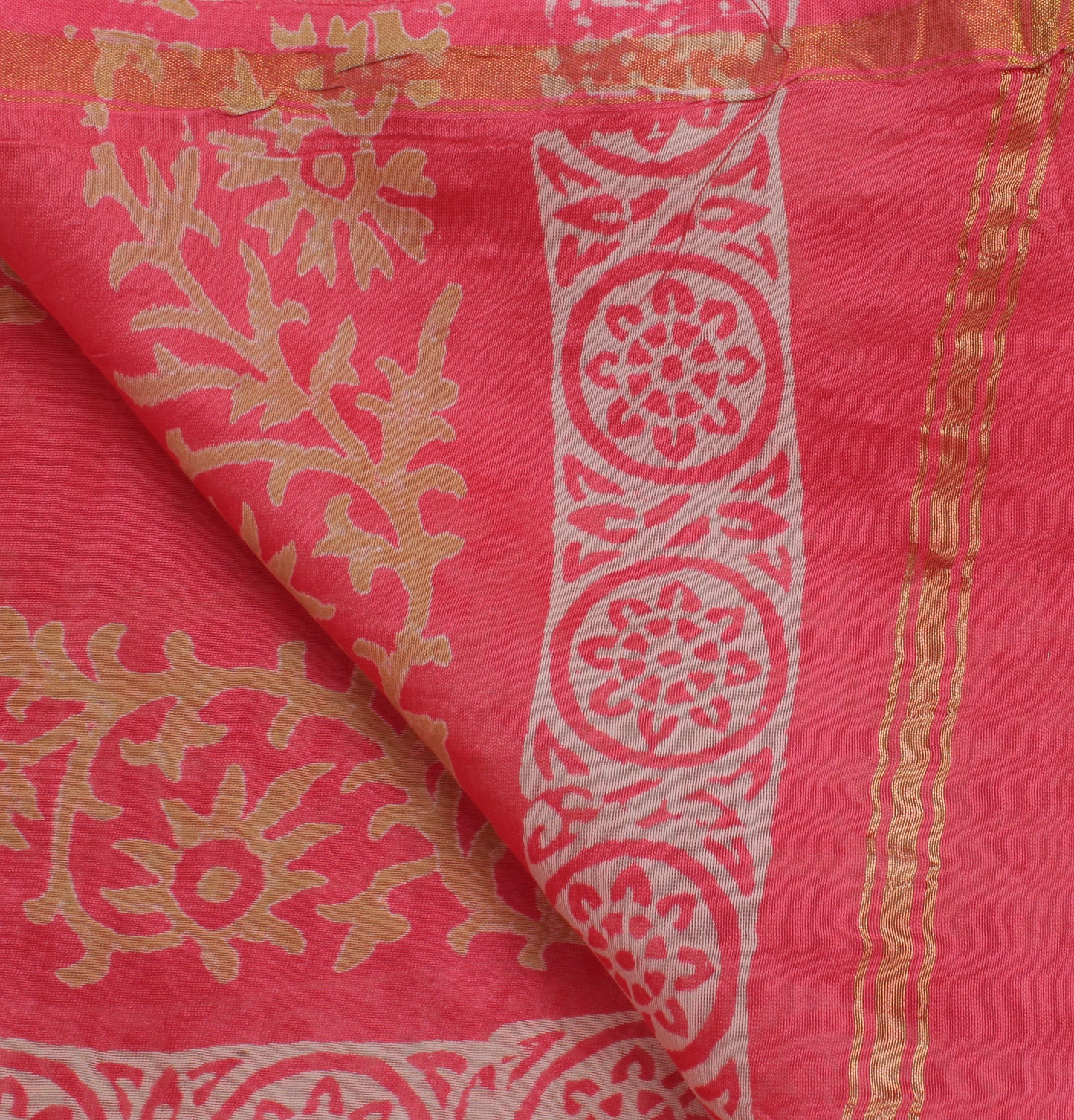 Sushila Vintage Redish Pink Dupatta 100% Pure Cotton Printed Long Stole Scarves