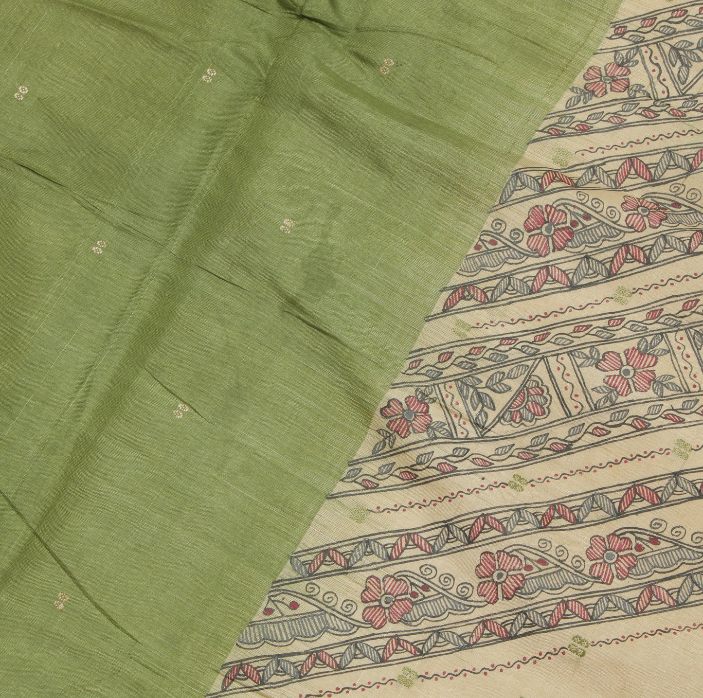 Sushila Vintage Green Indian Dupatta 100% Pure Silk Printed Long Stole Hijab