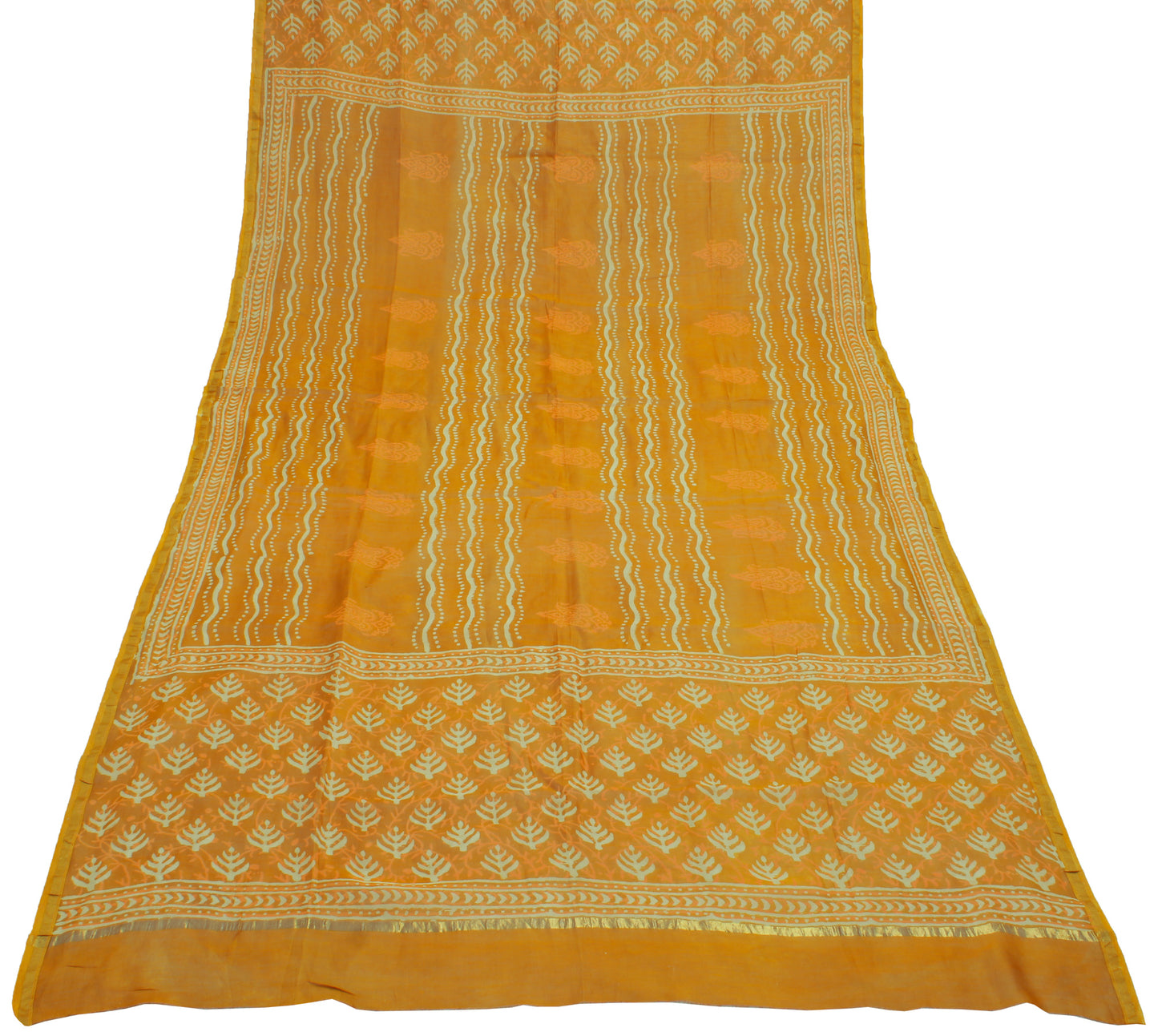 Sushila Vintage Mustard Dupatta 100% Pure Cotton Printed Long Stole Scarves