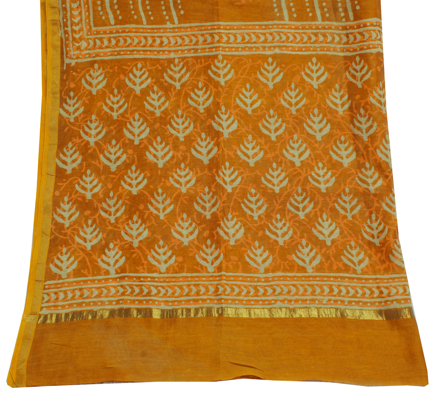 Sushila Vintage Mustard Dupatta 100% Pure Cotton Printed Long Stole Scarves