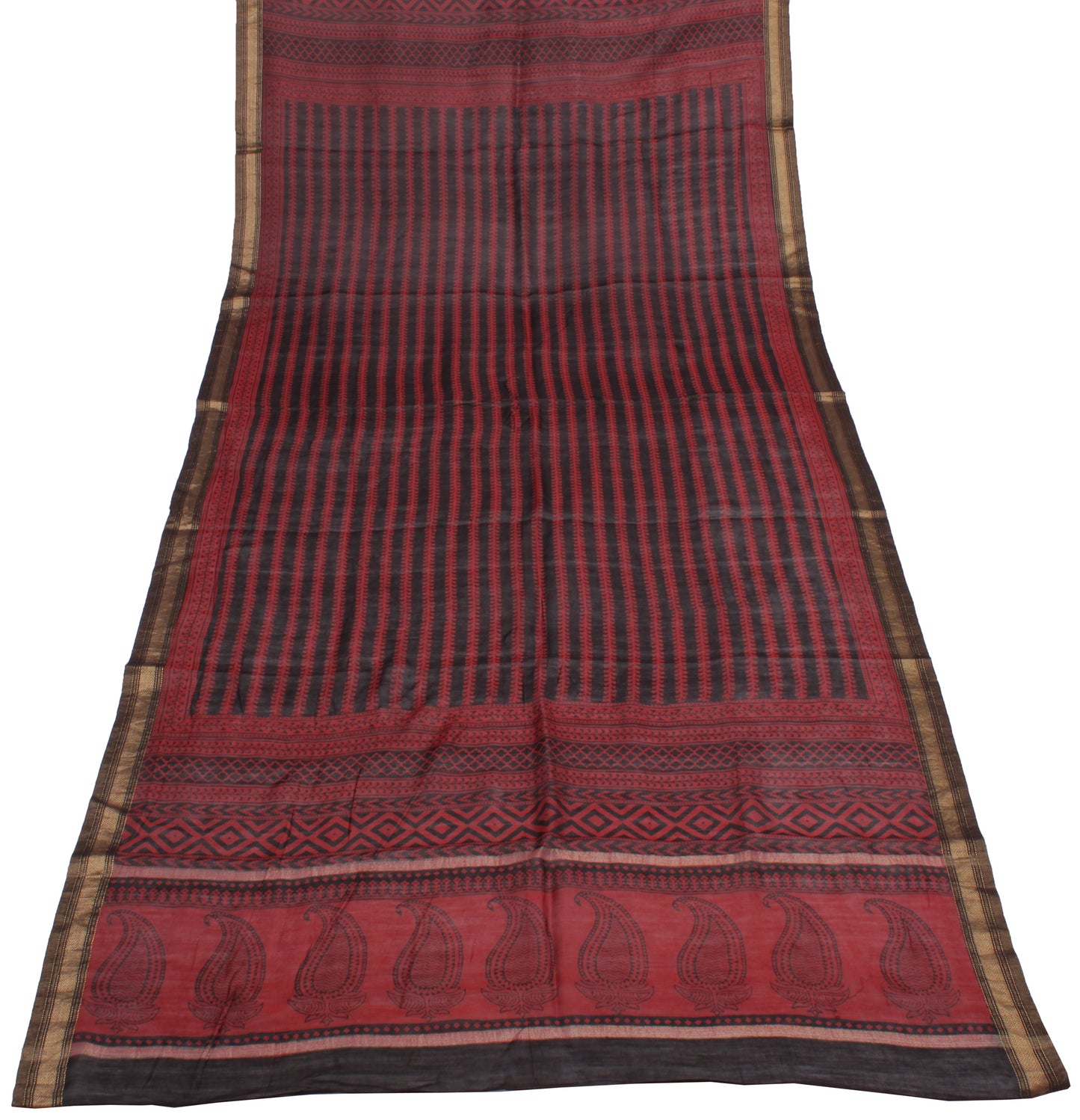 Sushila Vintage Maroon Indian Dupatta Pure Cotton Printed Long Stole Hijab Veil