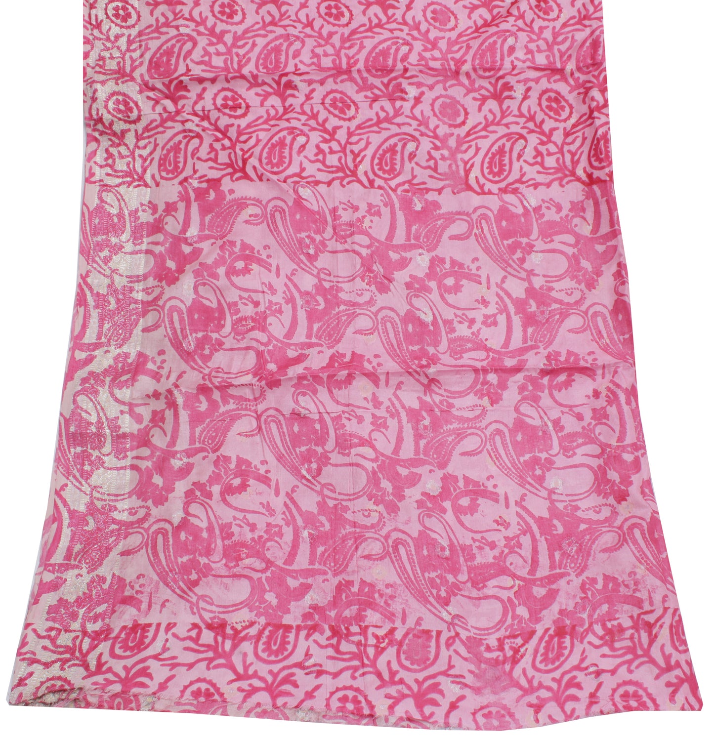 Sushila Vintage Pink Dupatta 100% Pure Silk Printed & Woven Long Stole Scarves