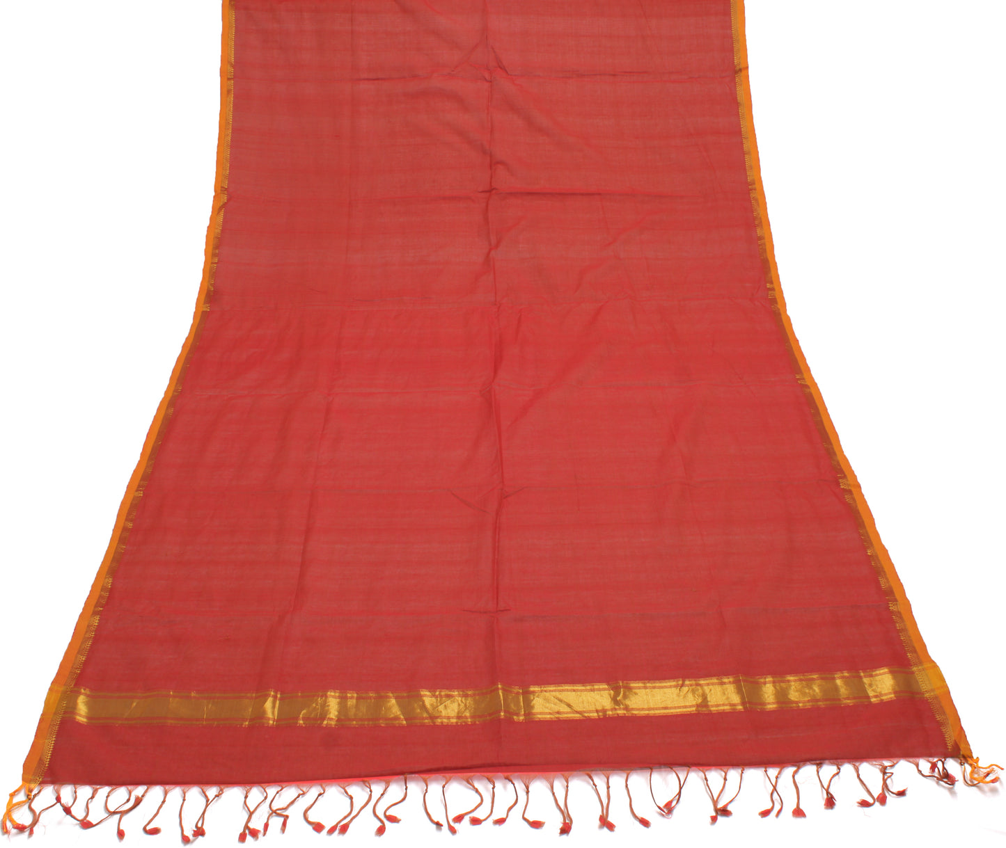 Sushila Vintage Red Indian Dupatta Pure Cotton Woven Long Stole Hijab Veil